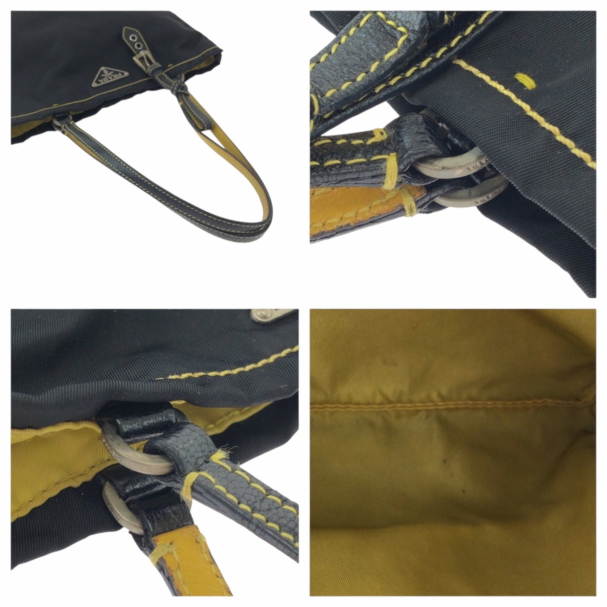 Prada yellow Nylon Handbag Tote Bag (Pre-Owned)