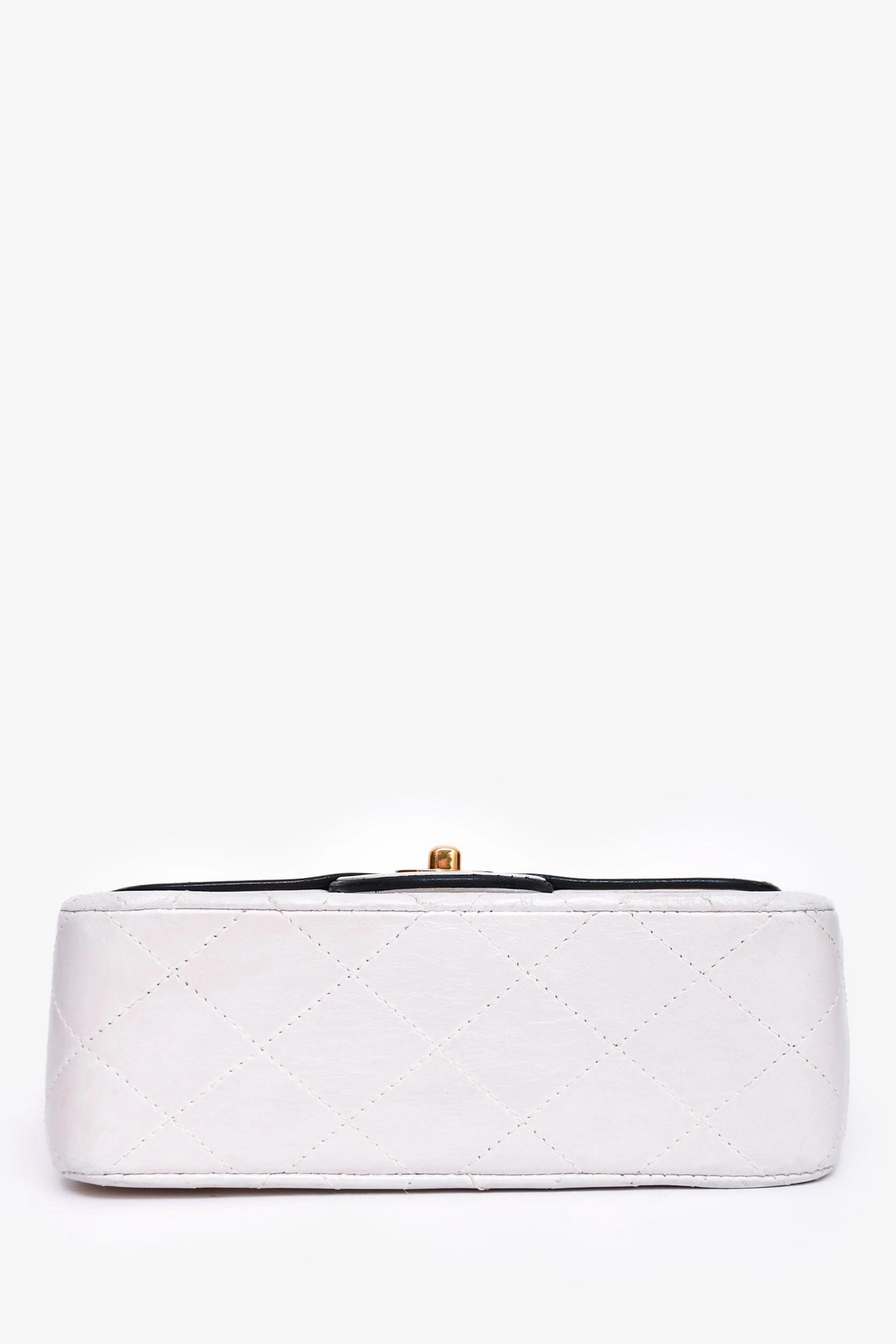 Pre-Loved Chanel 1989-91 White/Black Lambskin Leather Mini Square Flap Bag (Refurbished)