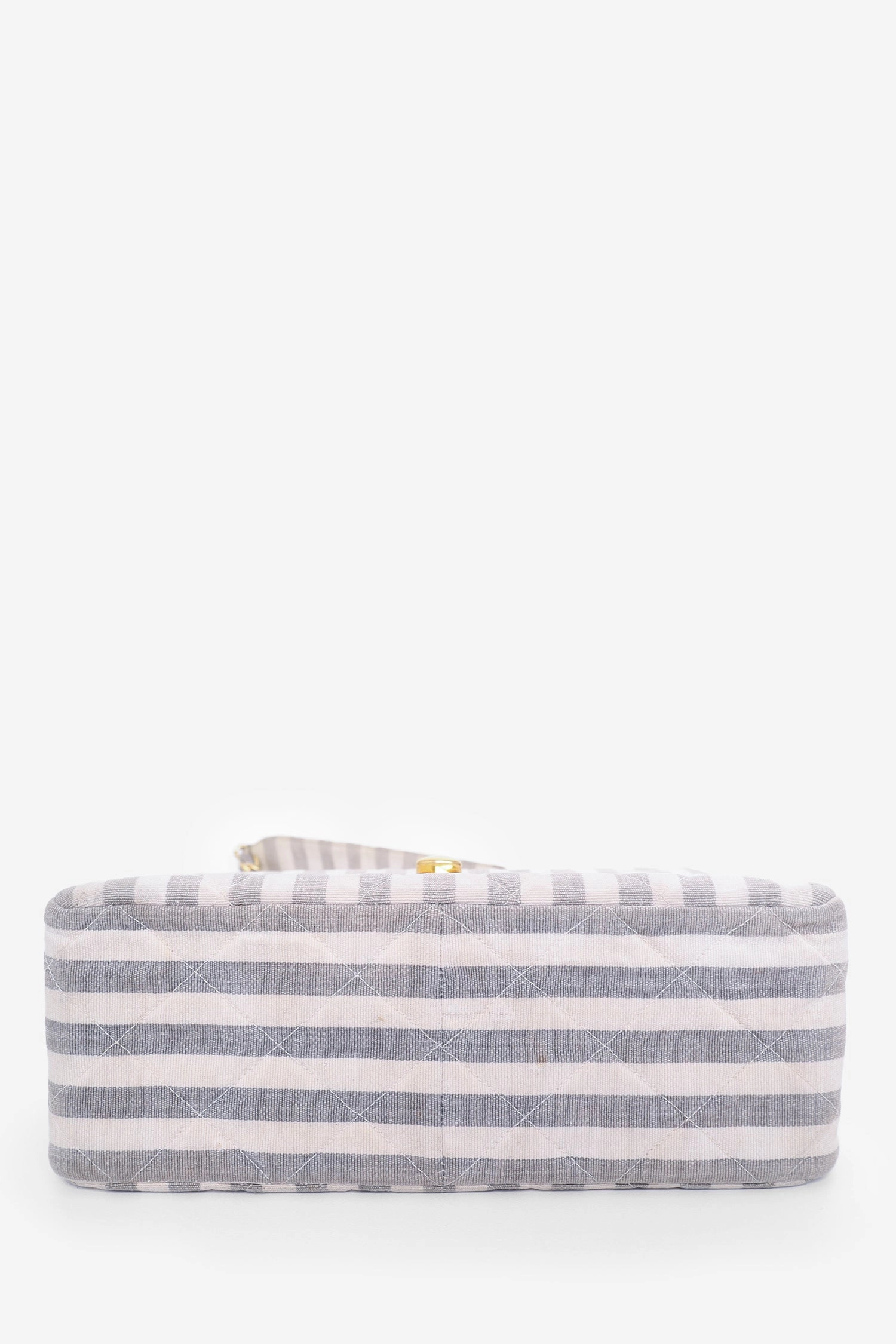 Pre-Loved Chanel 1994-96 Grey/White Striped Chain Shoulder Bag