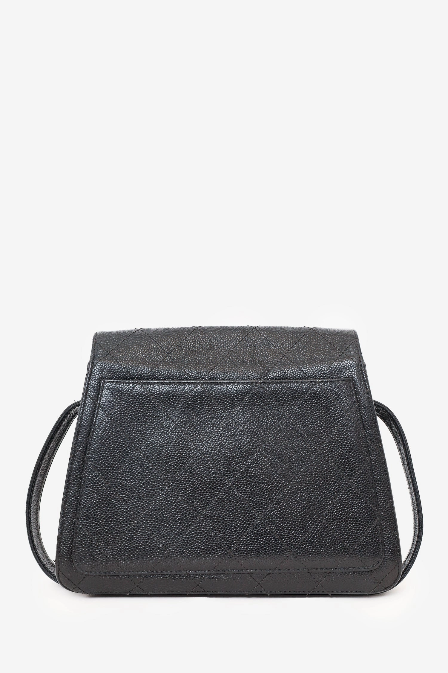 Pre-Loved Chanel 1997-99 Black Caviar CC Turn Lock Flap Bag