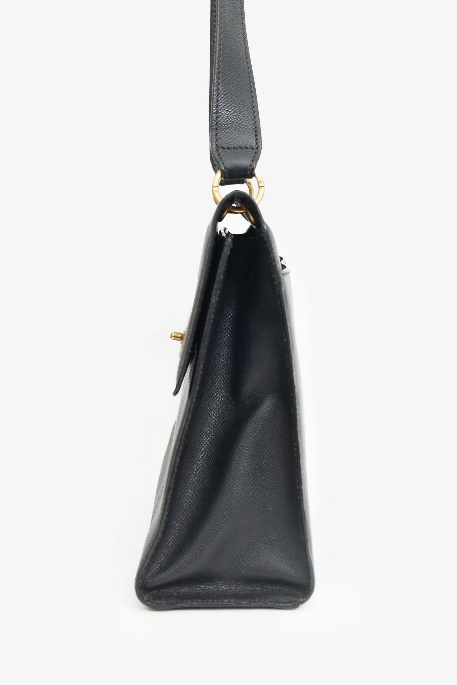 Pre-Loved Chanel 1997-99 Black Caviar Leather Straight Flap Shoulder Bag