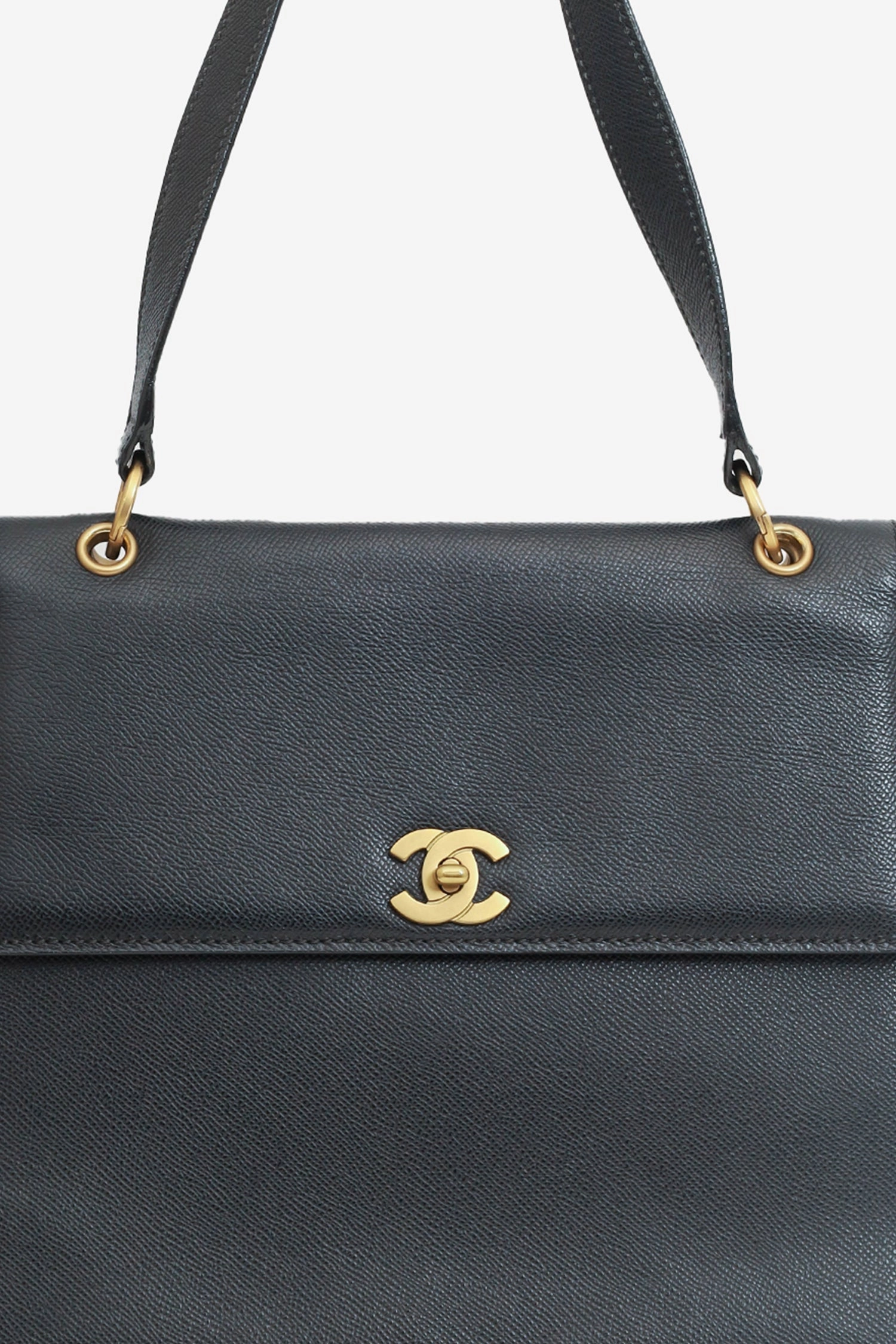 Pre-Loved Chanel 1997-99 Black Caviar Leather Straight Flap Shoulder Bag
