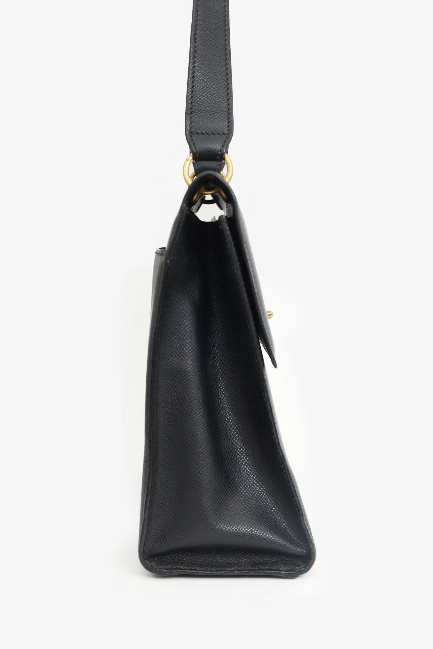 Pre-Loved Chanel 1997-99 Black Caviar Leather Straight Flap Shoulder Bag