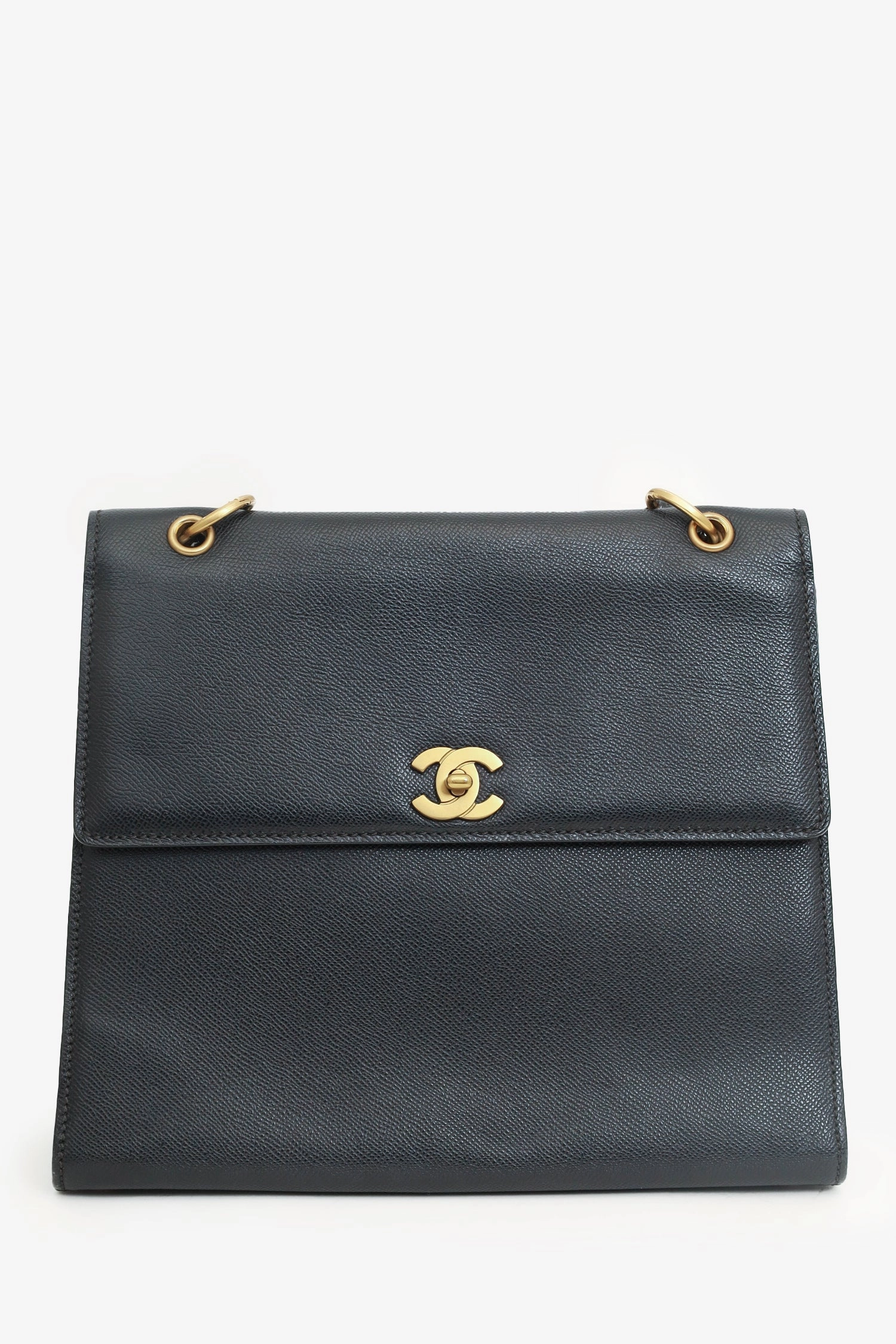 Pre-Loved Chanel 1997-99 Black Caviar Leather Straight Flap Shoulder Bag