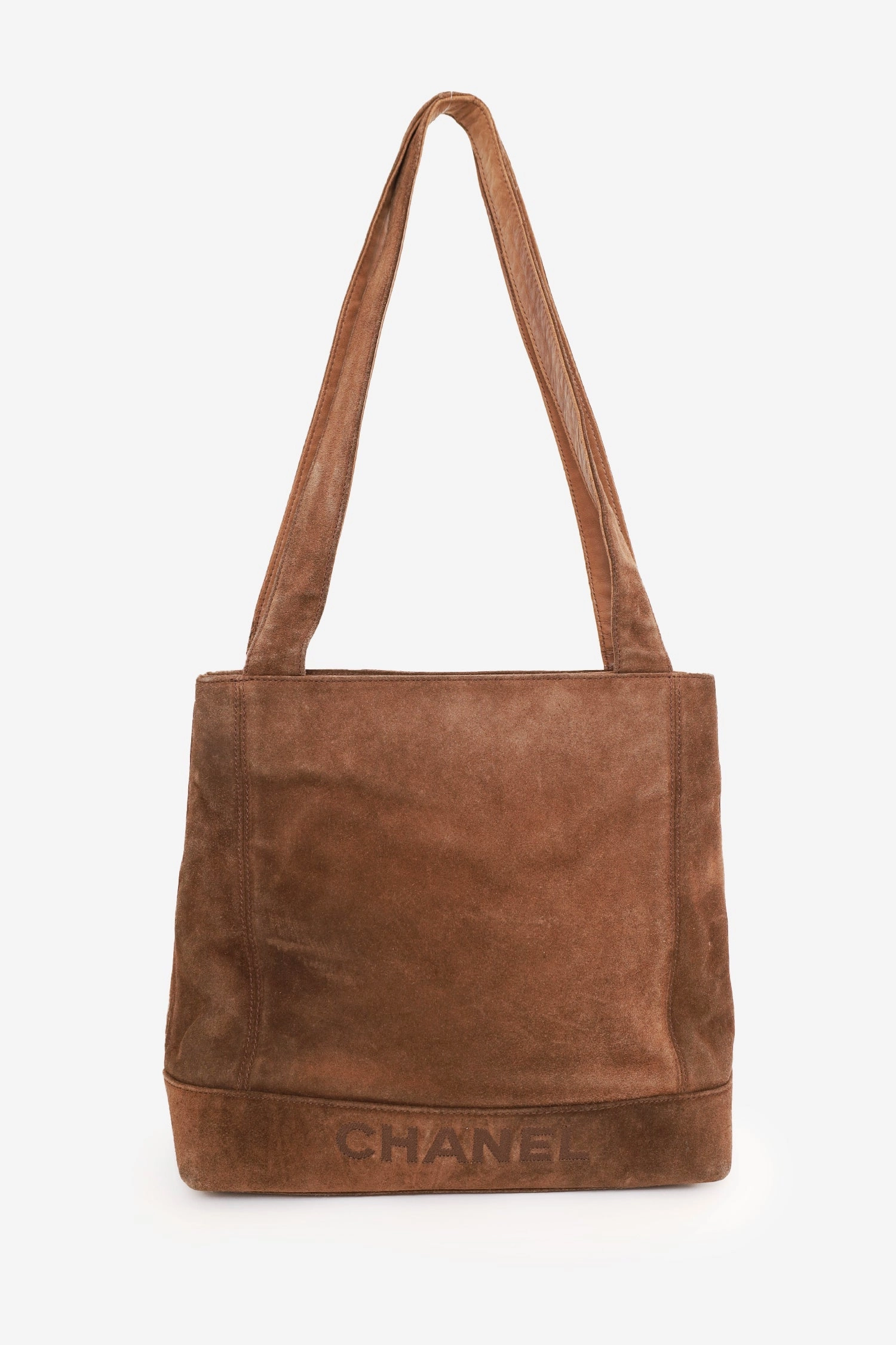 Pre-Loved Chanel 1997-99 Brown Suede CC Embroidered Tote Bag