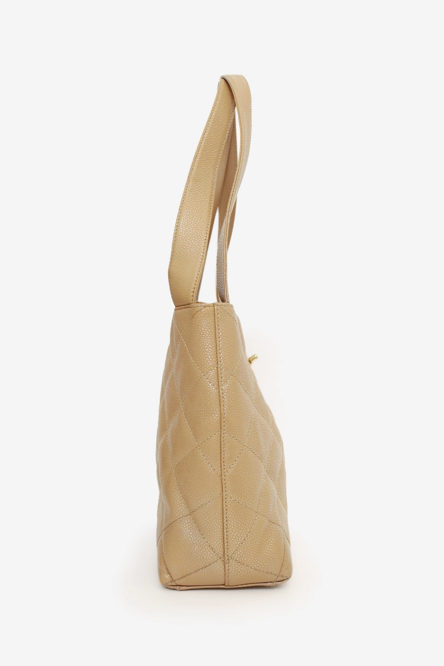 Pre-Loved Chanel 2000-02 Beige Caviar Leather Coco Mark Shoulder Bag