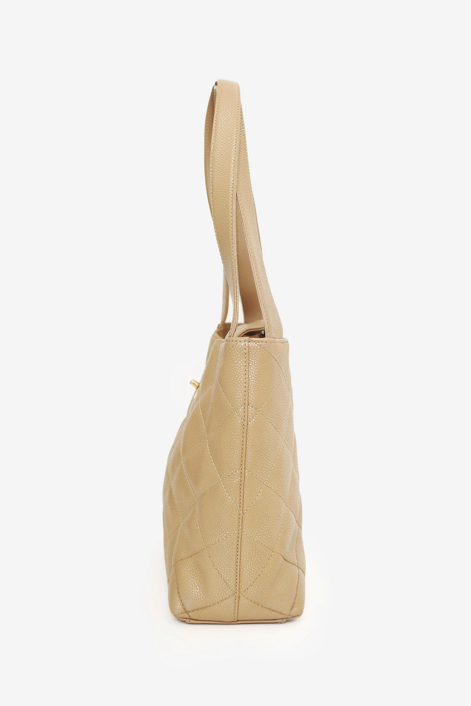 Pre-Loved Chanel 2000-02 Beige Caviar Leather Coco Mark Shoulder Bag