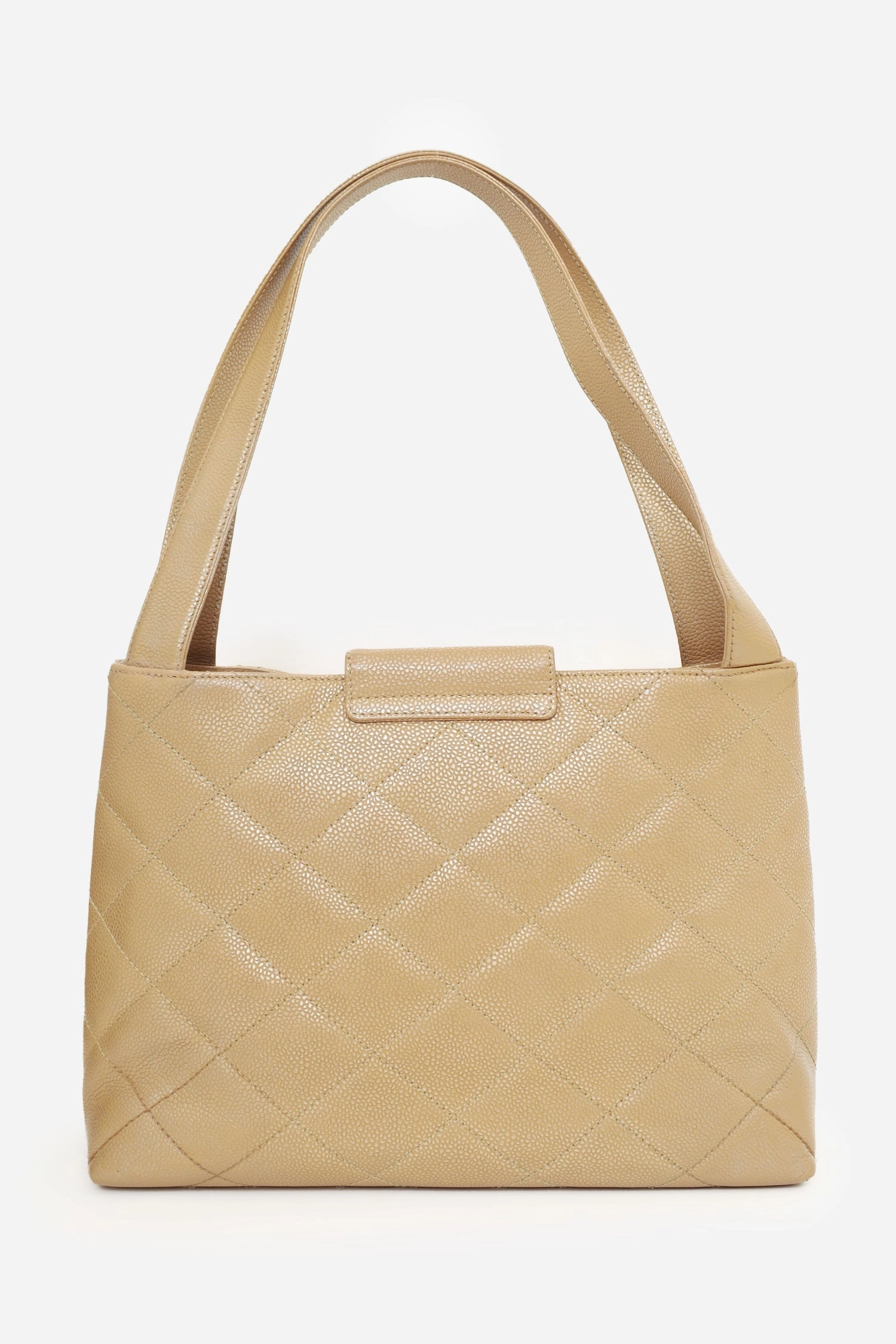 Pre-Loved Chanel 2000-02 Beige Caviar Leather Coco Mark Shoulder Bag