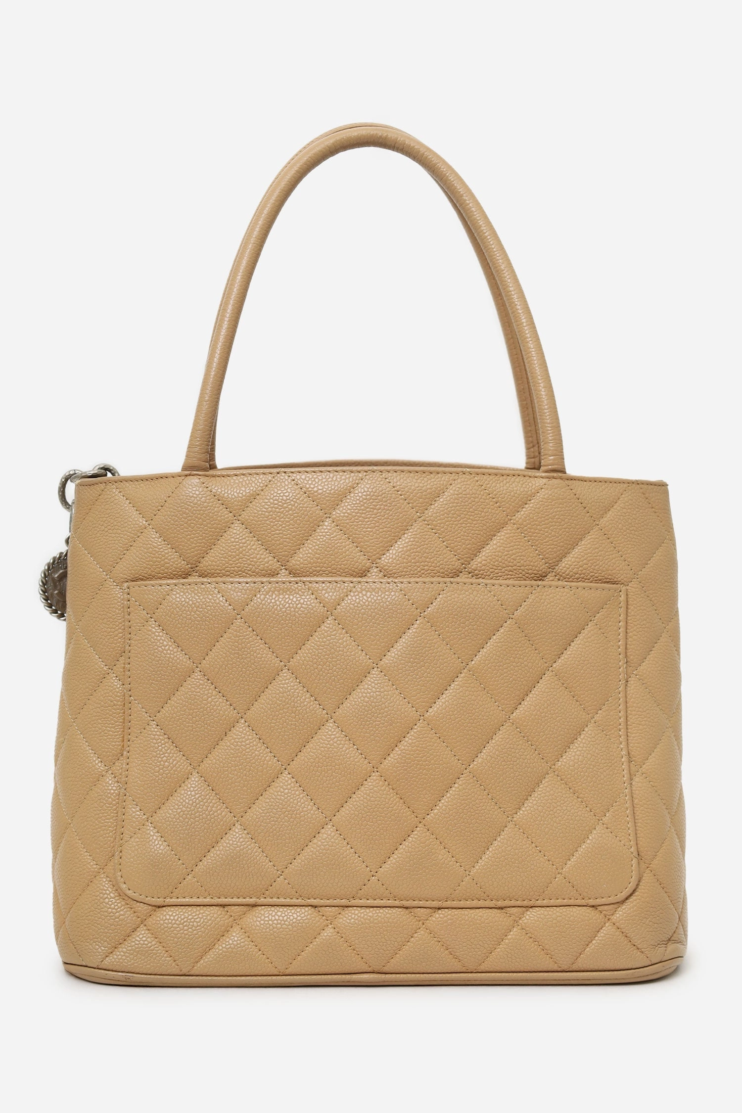 Pre-Loved Chanel 2000-02 Beige Caviar Medallion Tote (As Is)