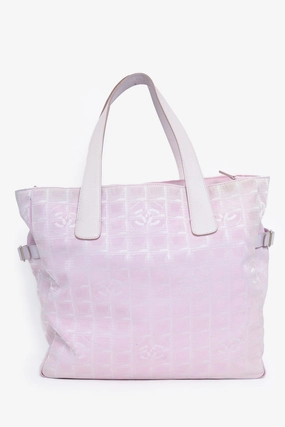 Pre-Loved Chanel 2002-03 Pink Canvas Travel Ligne Tote