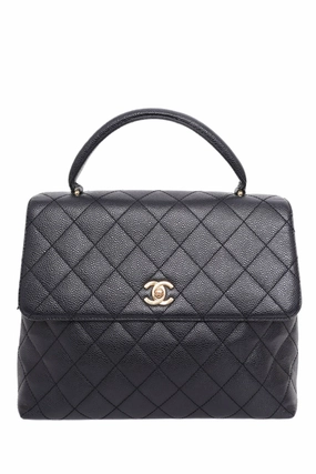 Pre-Loved Chanel 2005-06 Black Caviar Leather Kelly Top Handle Bag