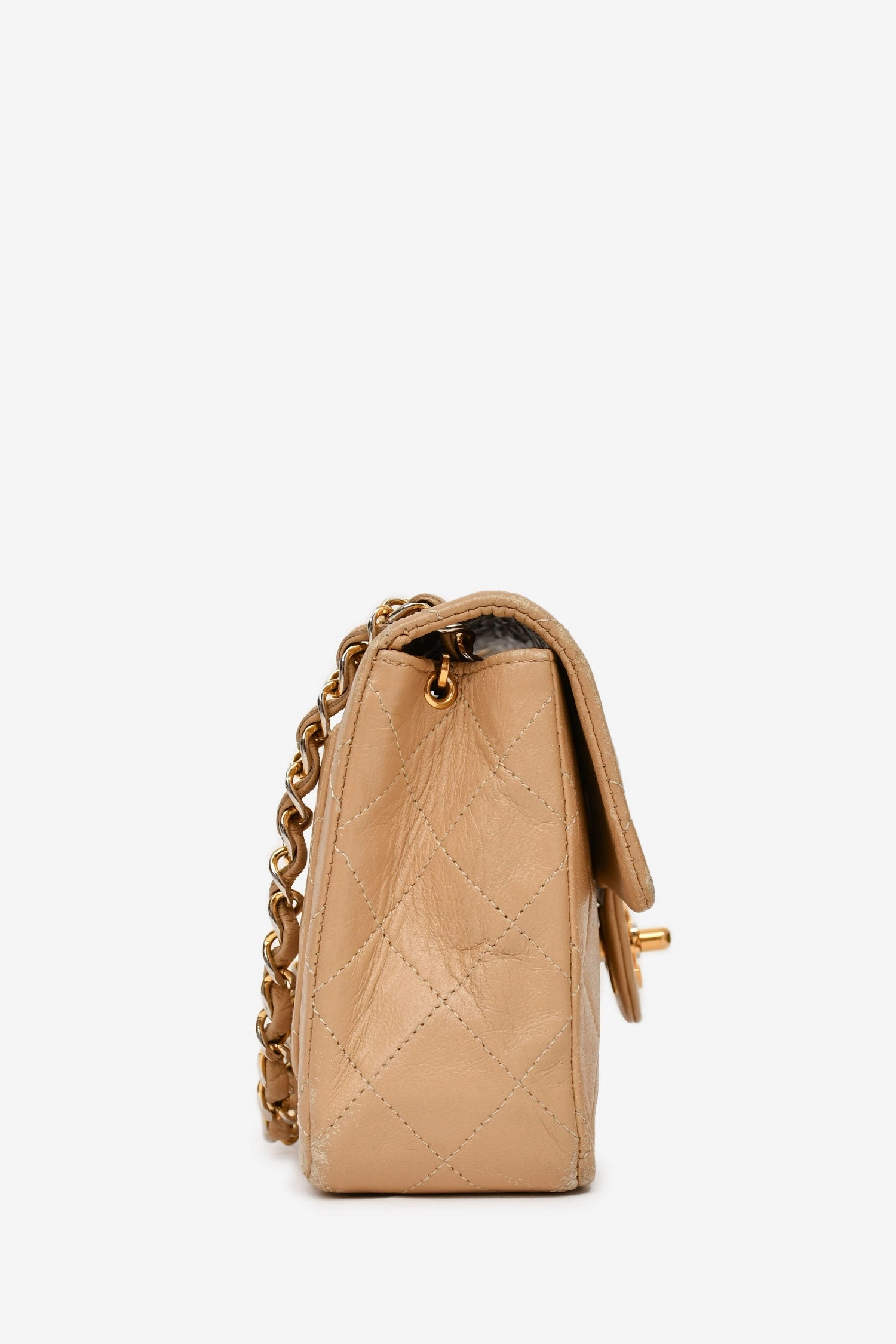 Pre-Loved Chanel 2005/2006 Beige Lambskin Mini Flap (As Is)
