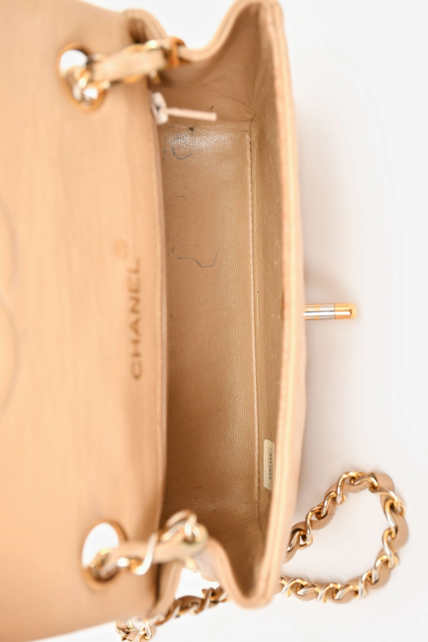 Pre-Loved Chanel 2005/2006 Beige Lambskin Mini Flap (As Is)