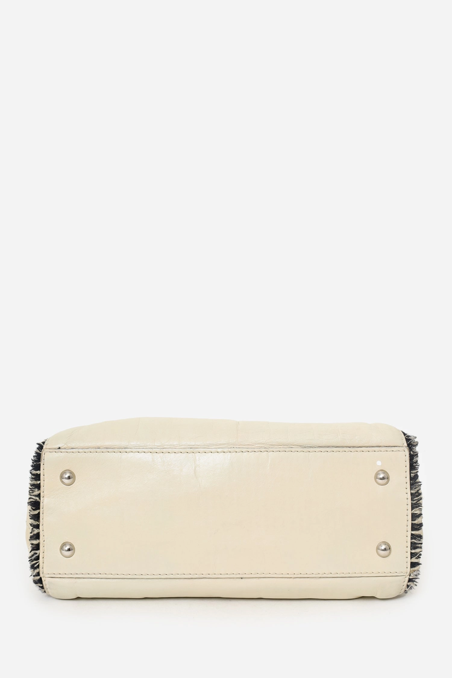Pre-Loved Chanel 2009-10 White Lambskin/Tweed Medium Tweedy Flap Bag
