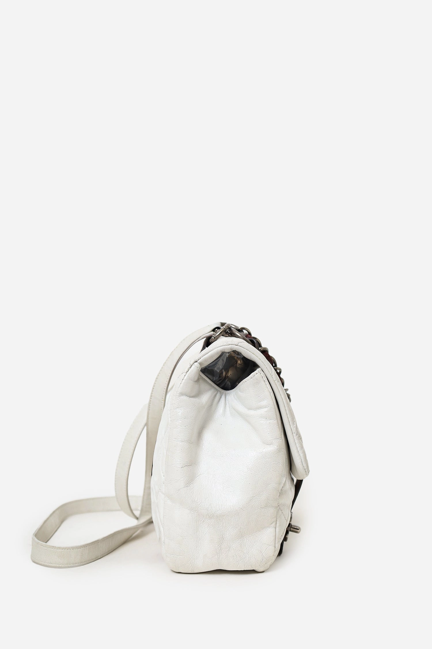 Pre-Loved Chanel 2010-11 White/Brown Quilted Calfskin In the Mix Messenger Bag