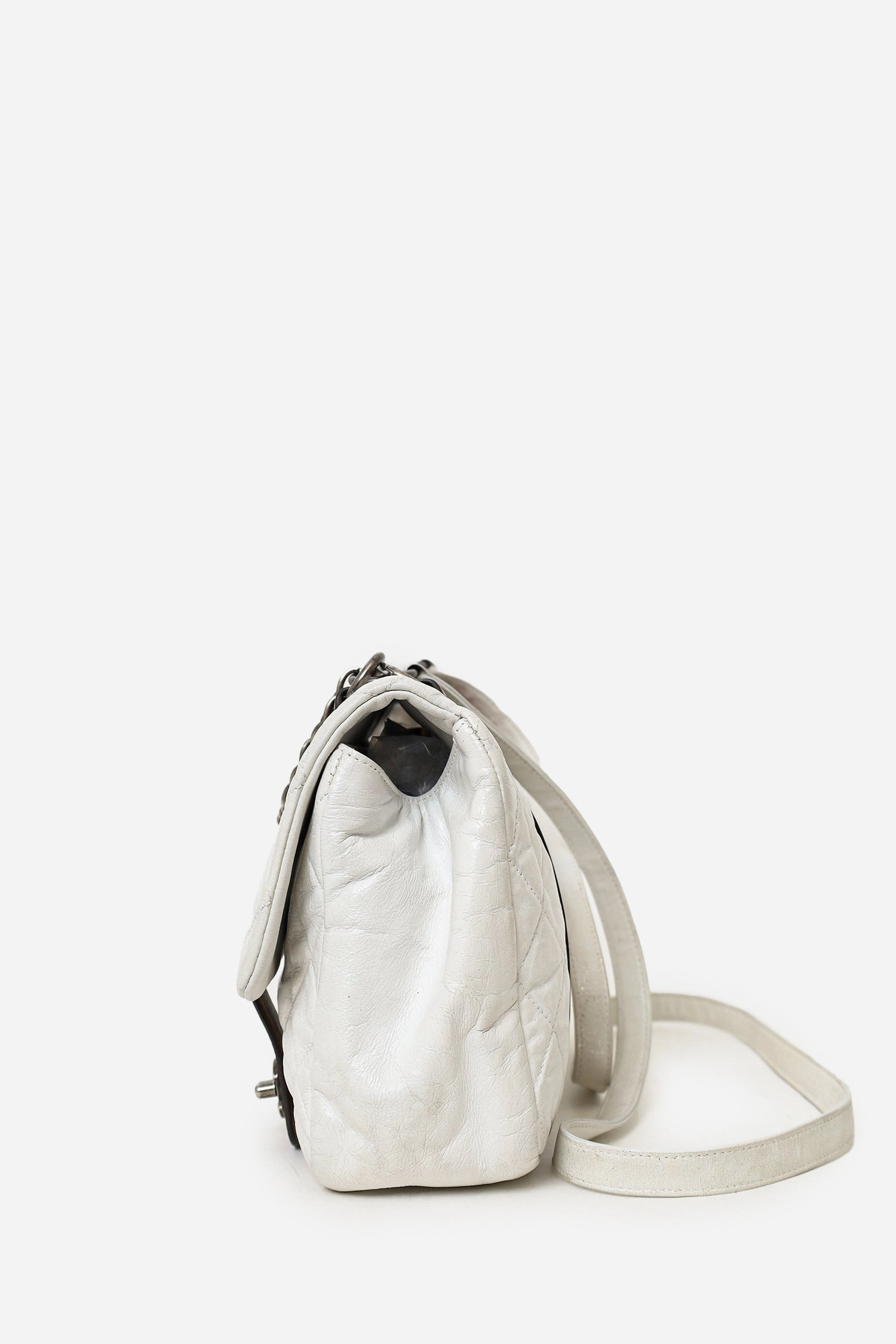 Pre-Loved Chanel 2010-11 White/Brown Quilted Calfskin In the Mix Messenger Bag