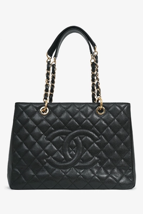 Pre-Loved Chanel 2011-12 Black Caviar Leather Grand Shopping Tote GHW
