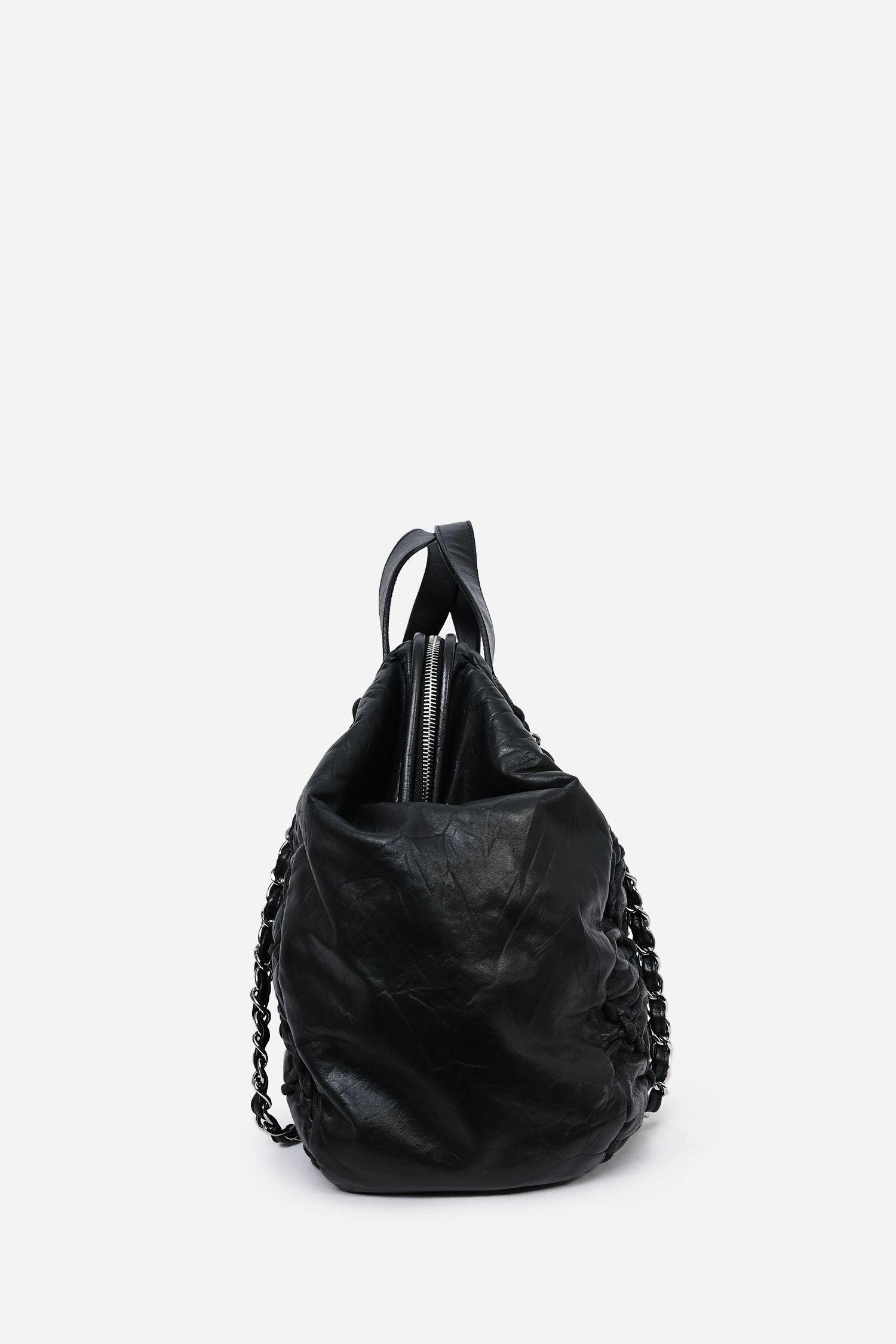 Pre-Loved Chanel 2011-12 Black Leather Ultra Stitch Large Bowling Bag
