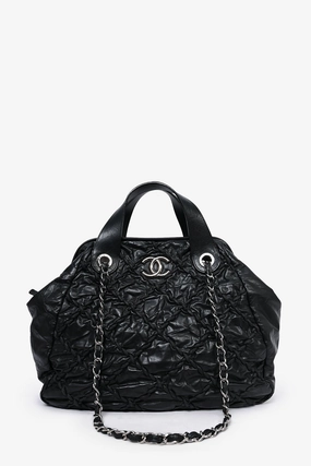 Pre-Loved Chanel 2011-12 Black Leather Ultra Stitch Large Bowling Bag