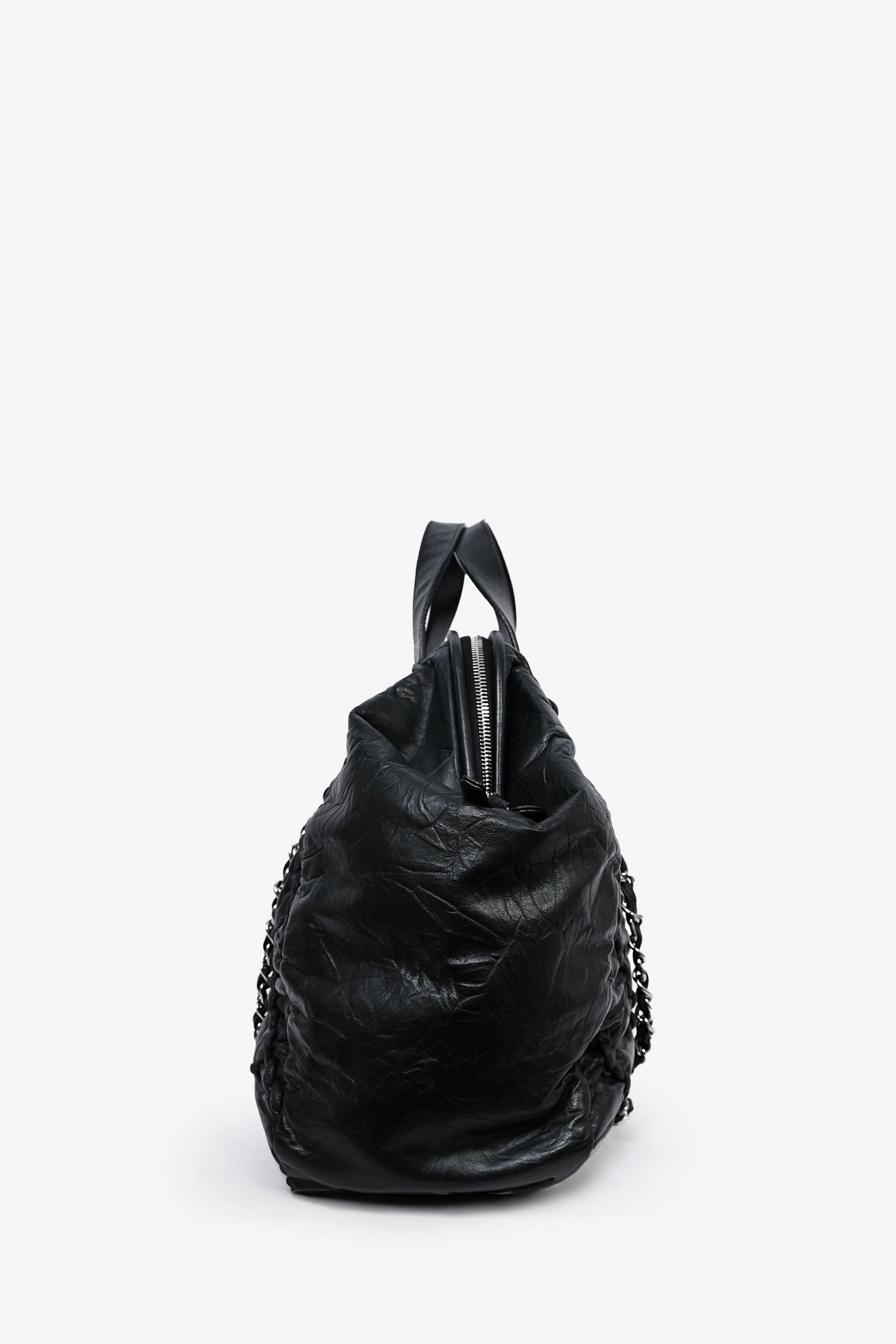 Pre-Loved Chanel 2011-12 Black Leather Ultra Stitch Large Bowling Bag