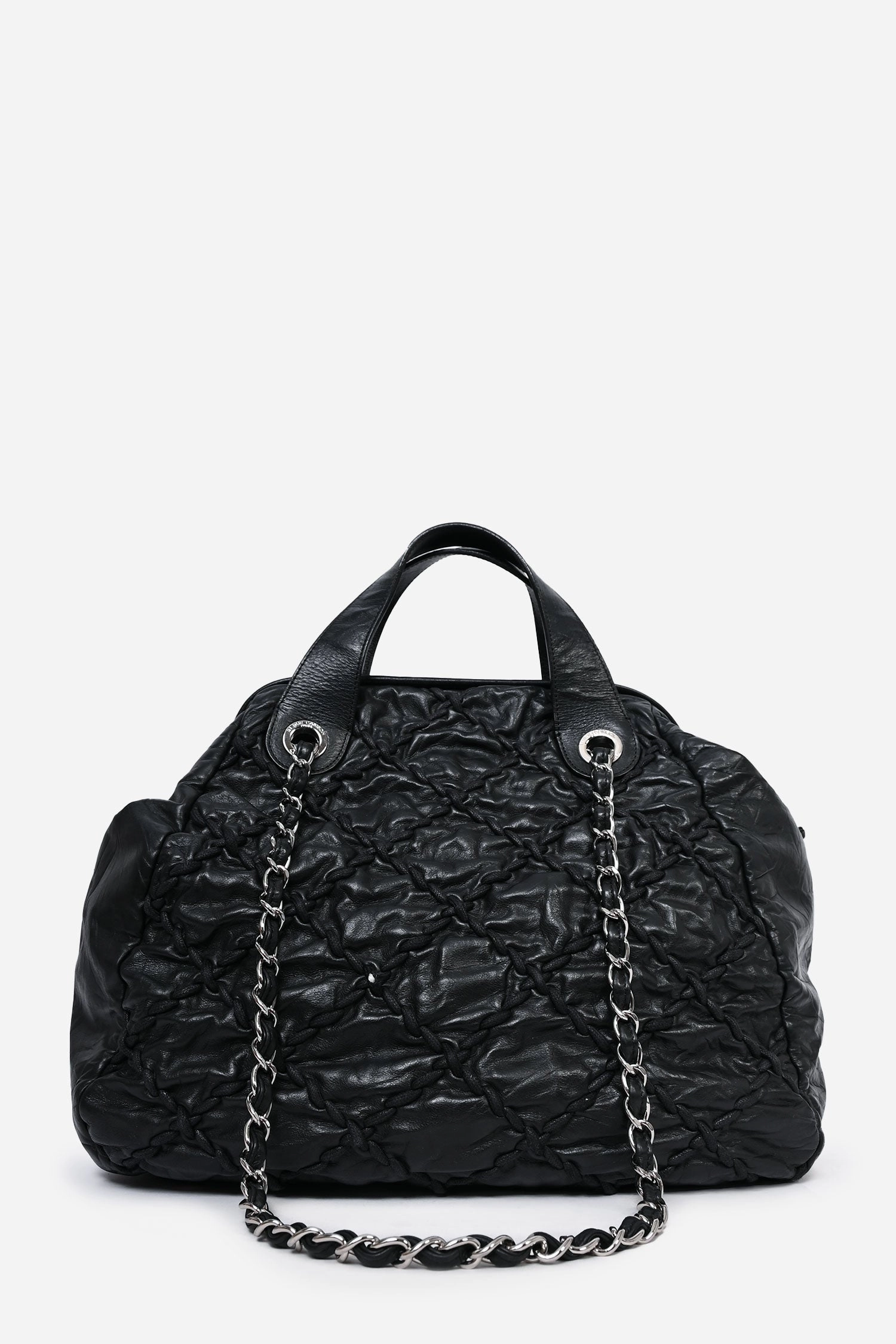 Pre-Loved Chanel 2011-12 Black Leather Ultra Stitch Large Bowling Bag