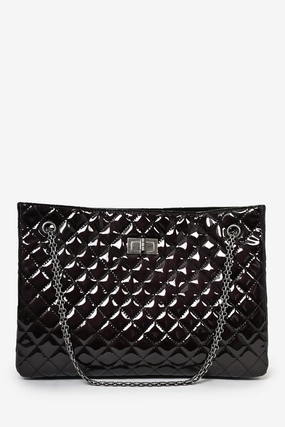 Pre-Loved Chanel  2011/12 Black Patent Quilted Leather 2.55 Reissue Tote Bag