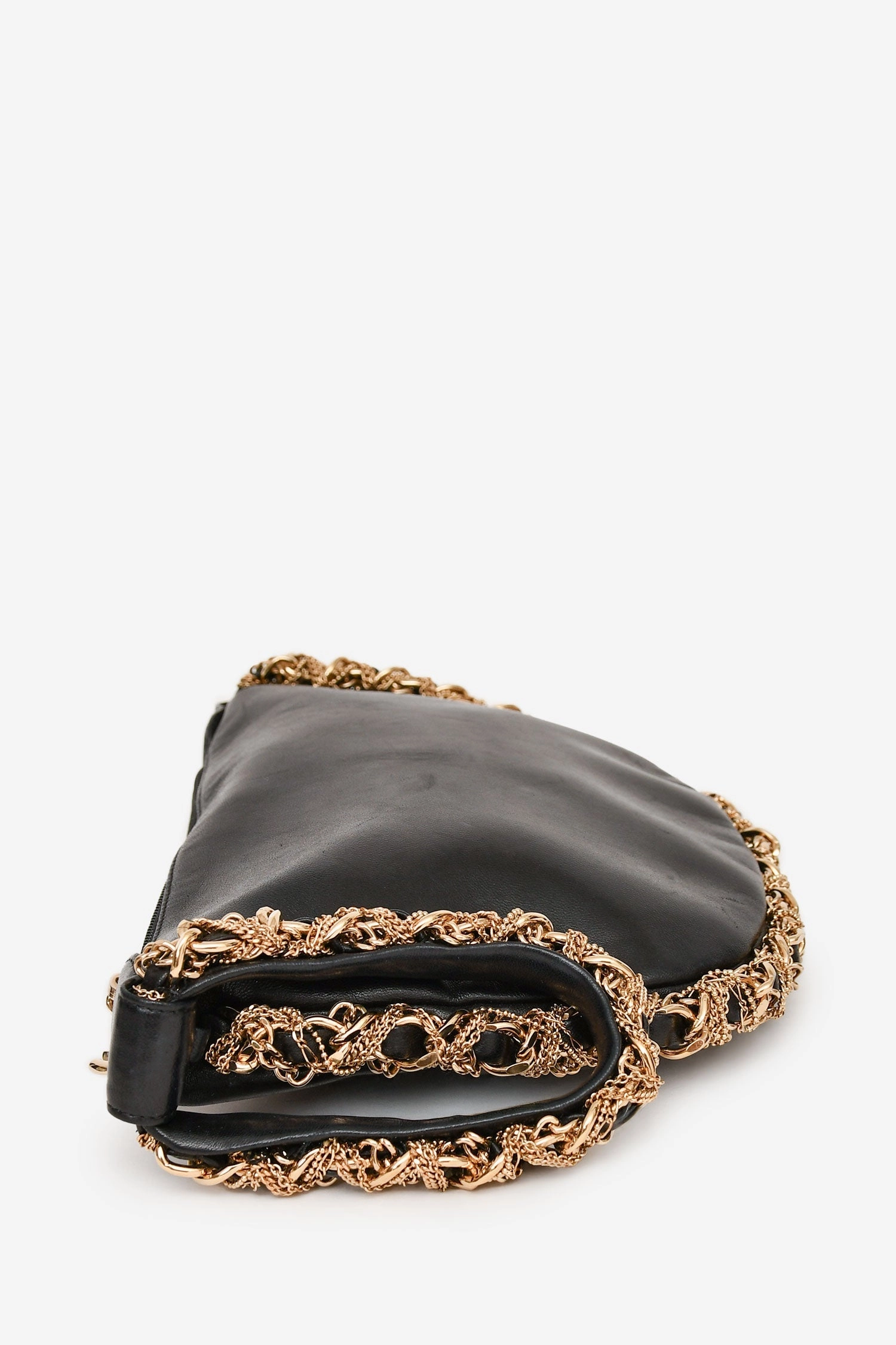Pre-Loved Chanel 2012/13 Black Lambskin Twisted Chain Hobo Mini Handbag