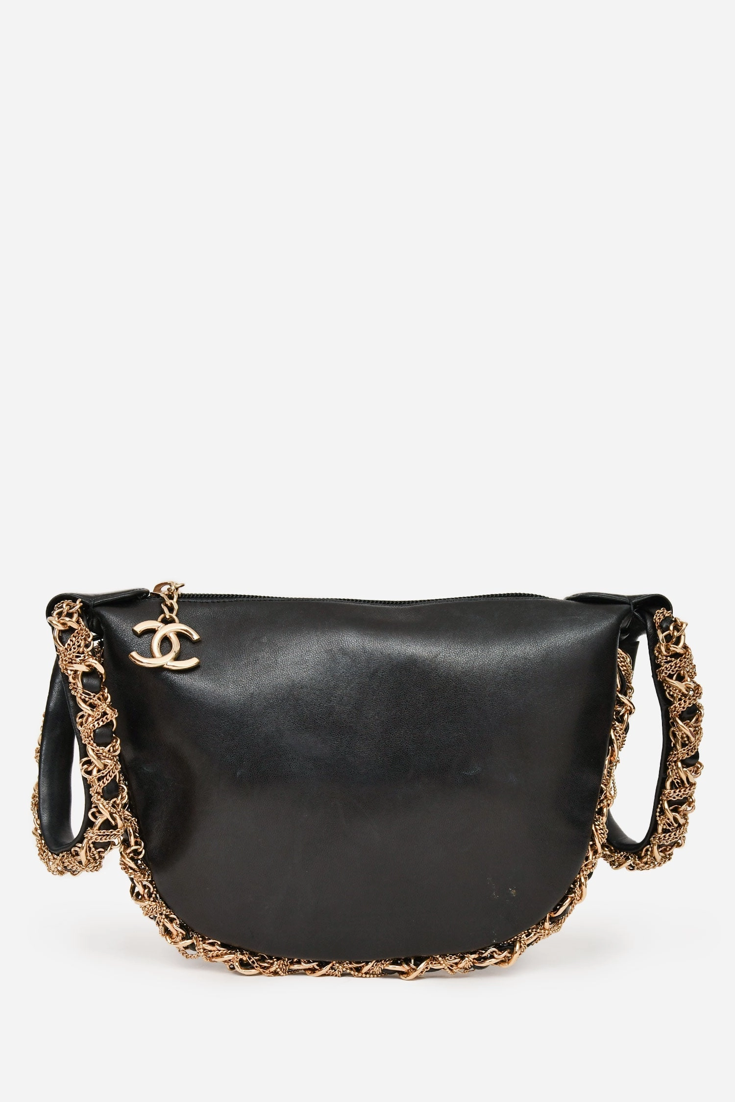 Pre-Loved Chanel 2012/13 Black Lambskin Twisted Chain Hobo Mini Handbag