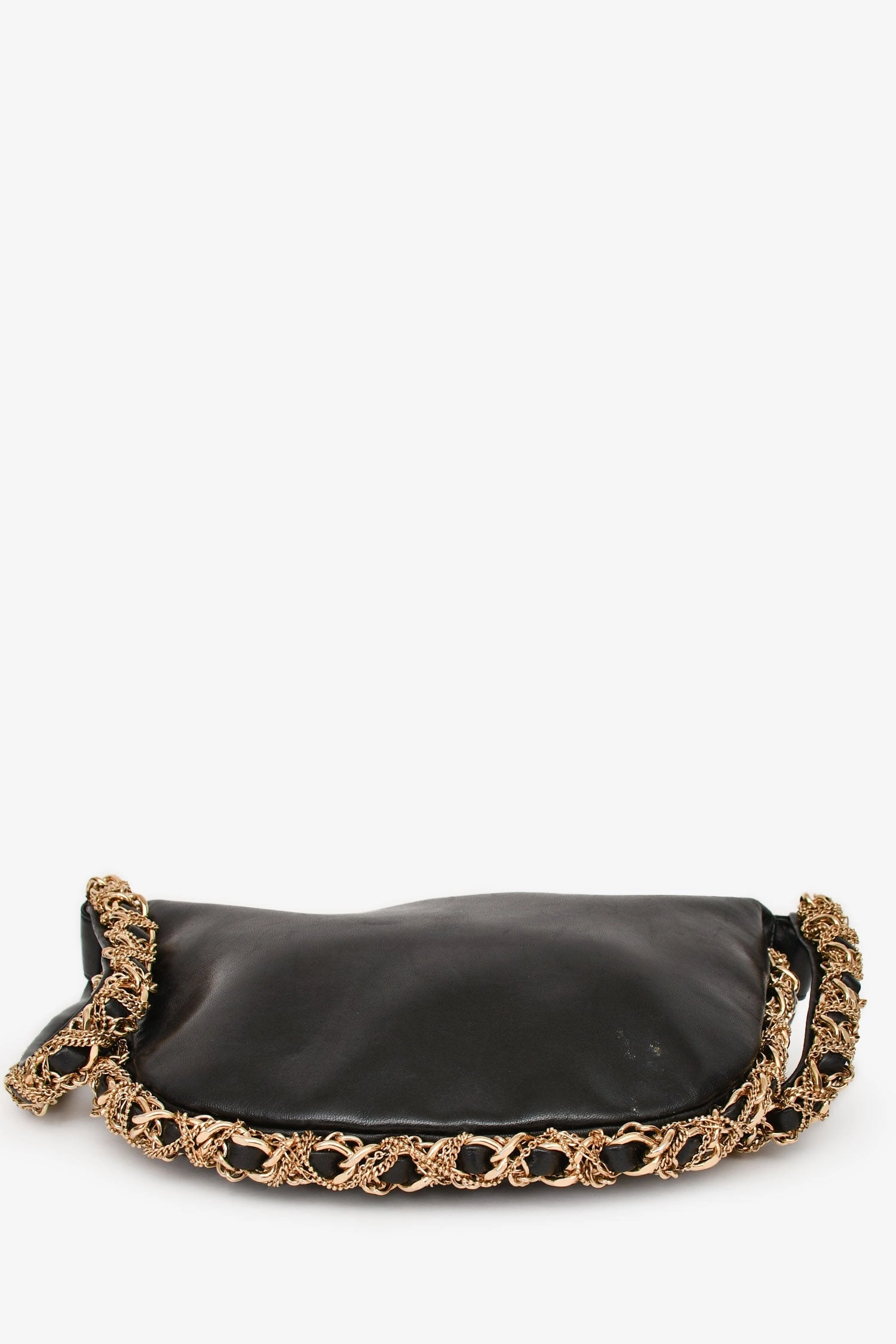 Pre-Loved Chanel 2012/13 Black Lambskin Twisted Chain Hobo Mini Handbag