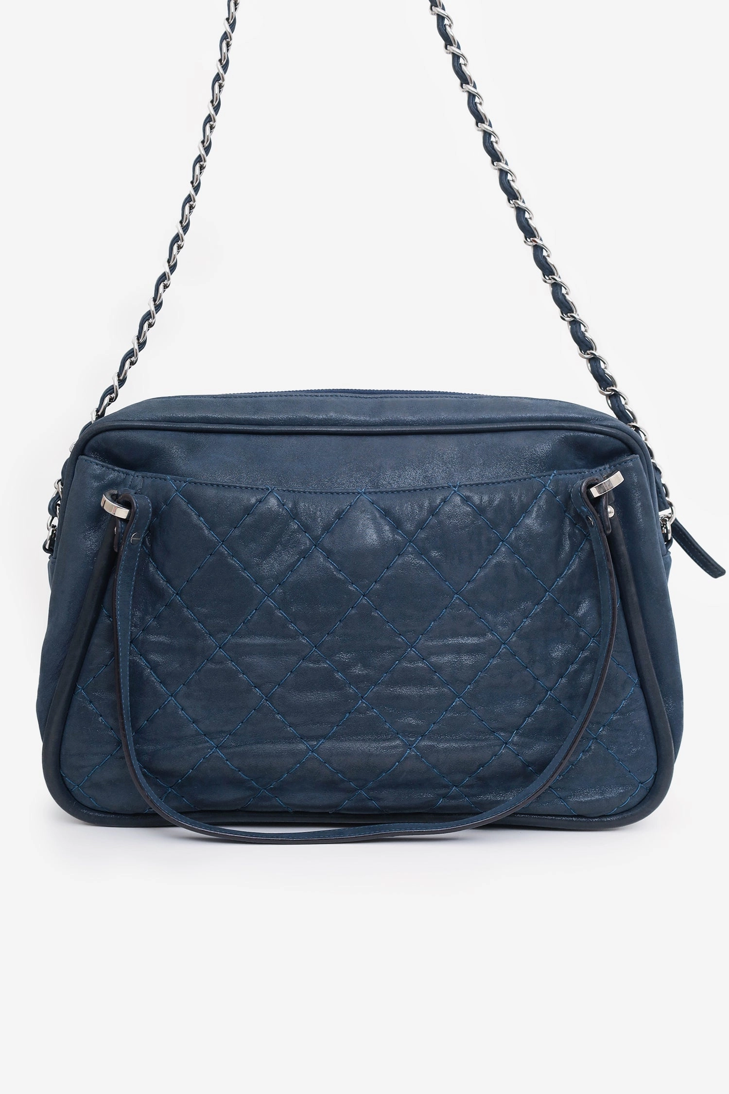 Pre-Loved Chanel 2012 Navy Quilted Leather Iridescent Relax CC Shoulder Bag