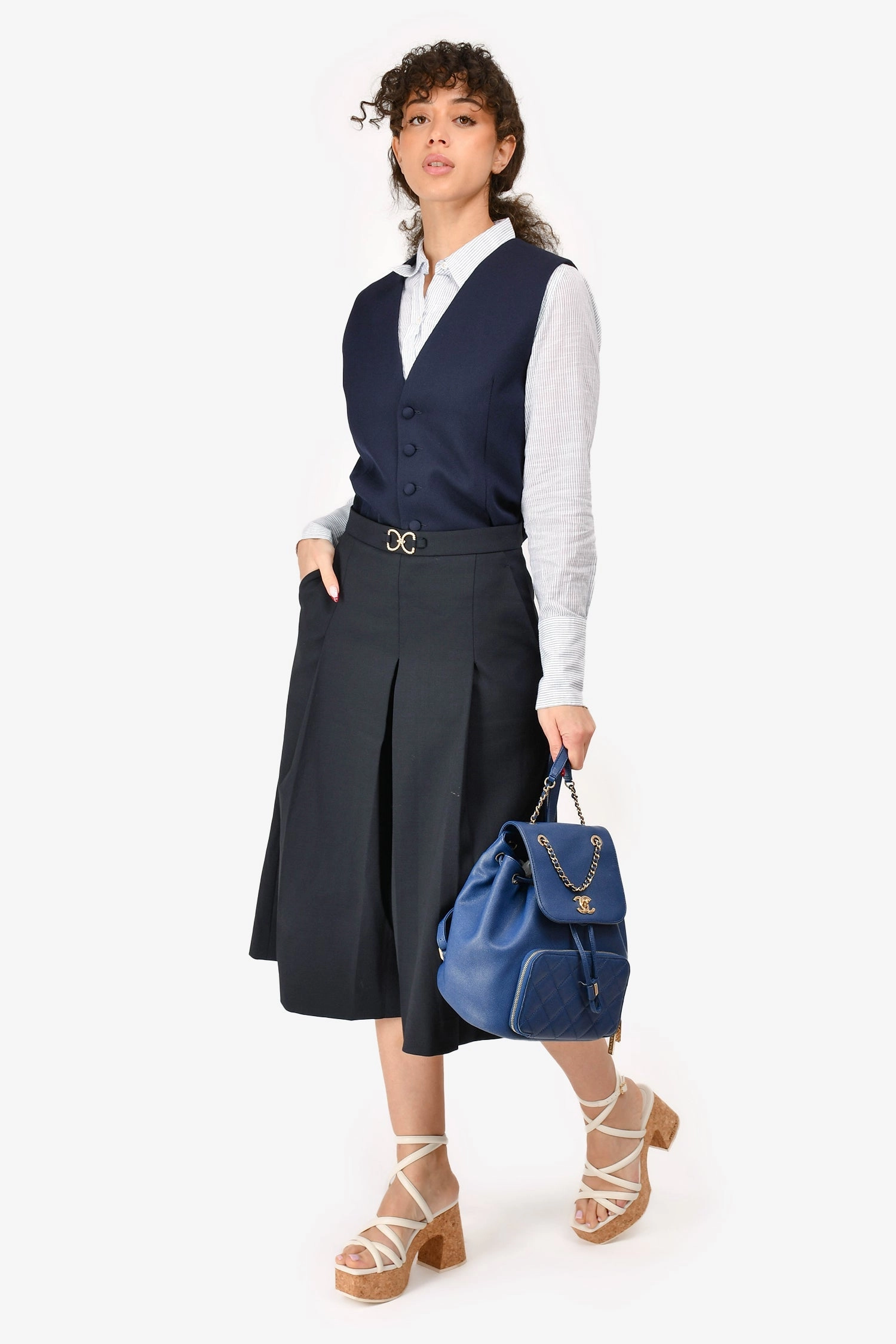 Pre-Loved Chanel 2013-14 Navy Denim Deauville Tote (As Is)