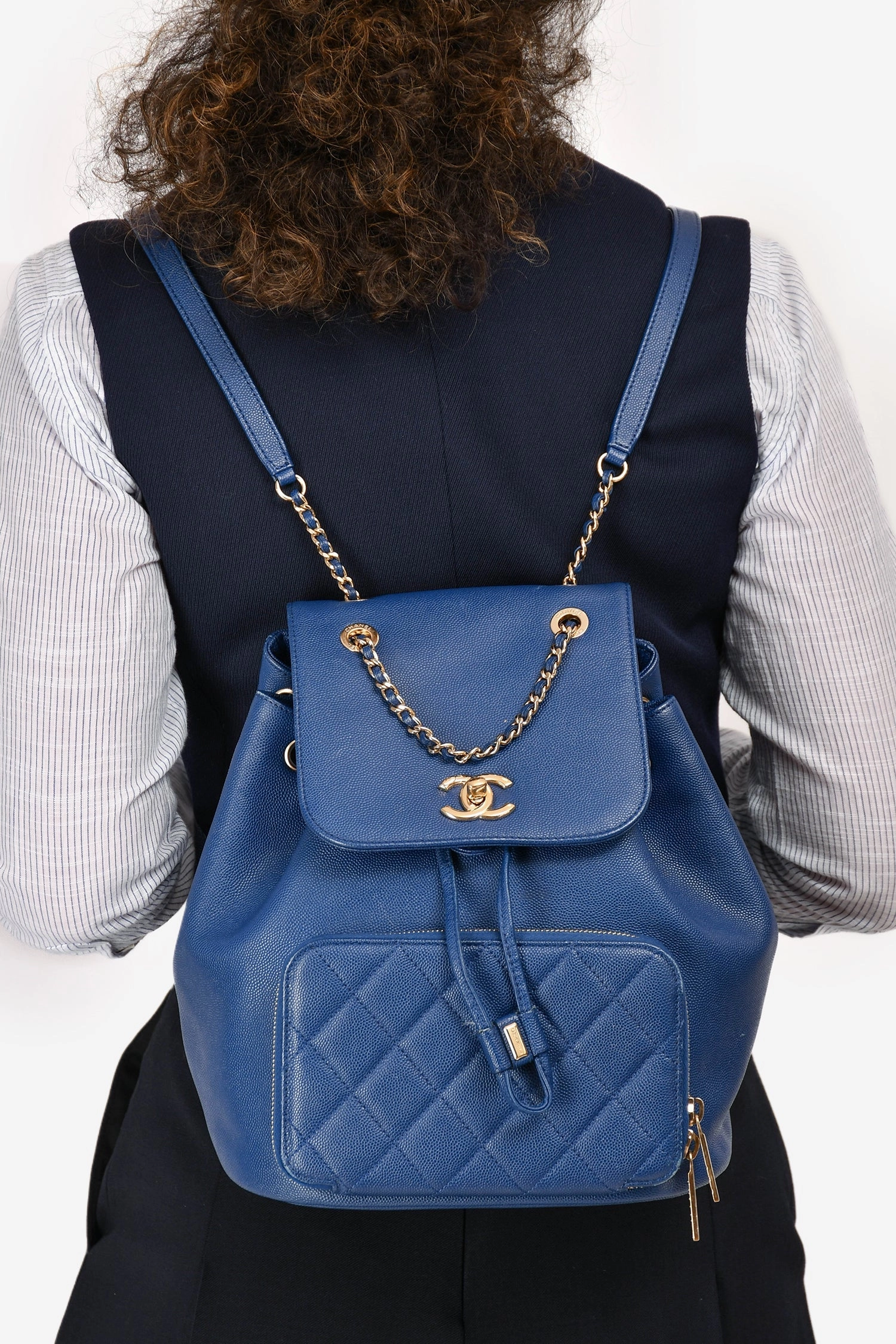 Pre-Loved Chanel 2013-14 Navy Denim Deauville Tote (As Is)
