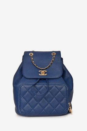 Pre-Loved Chanel 2013-14 Navy Denim Deauville Tote (As Is)