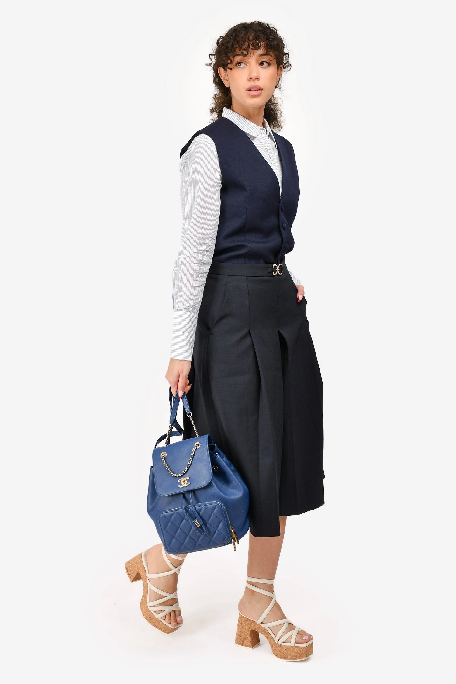 Pre-Loved Chanel 2013-14 Navy Denim Deauville Tote (As Is)
