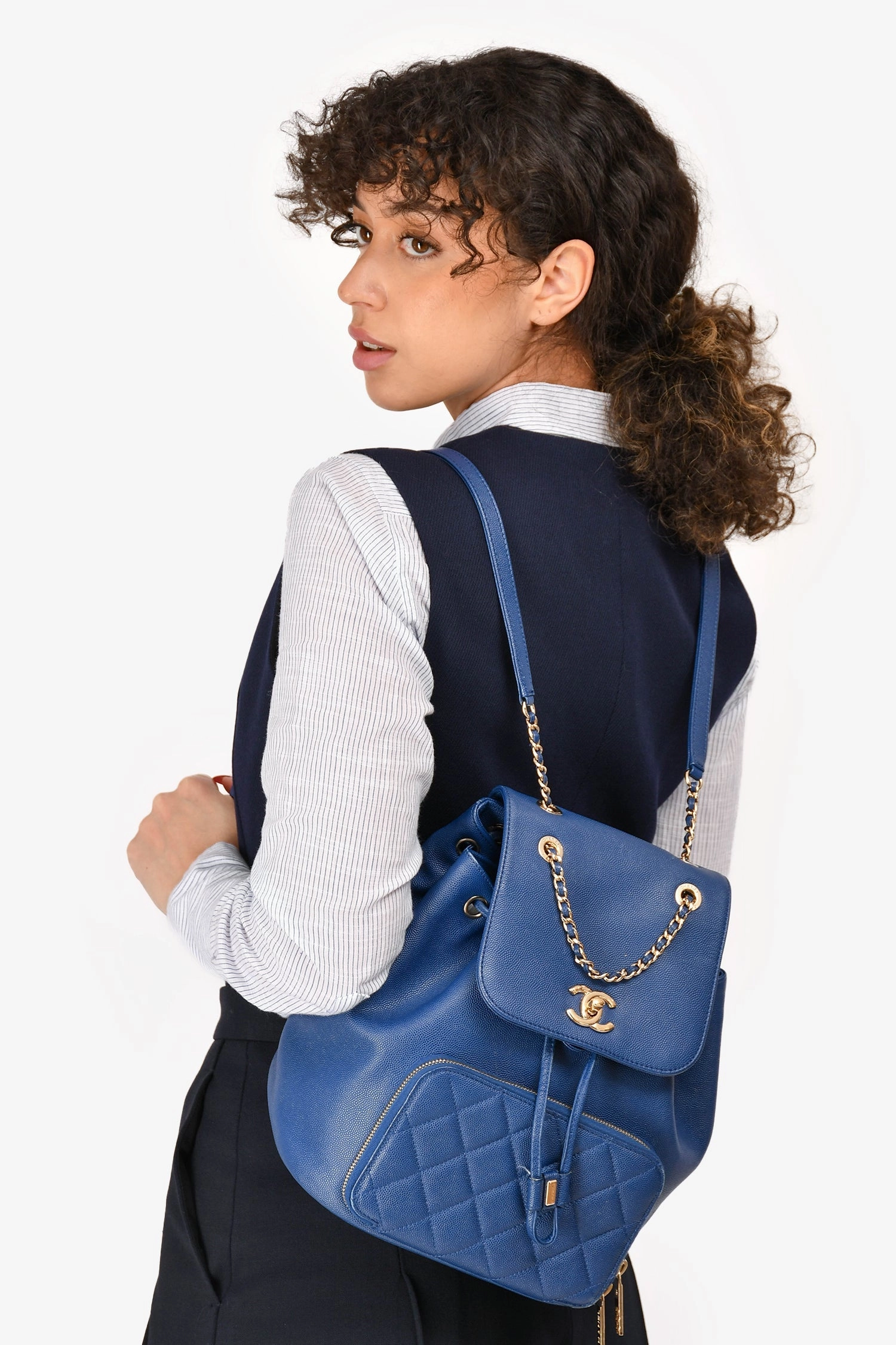 Pre-Loved Chanel 2013-14 Navy Denim Deauville Tote (As Is)