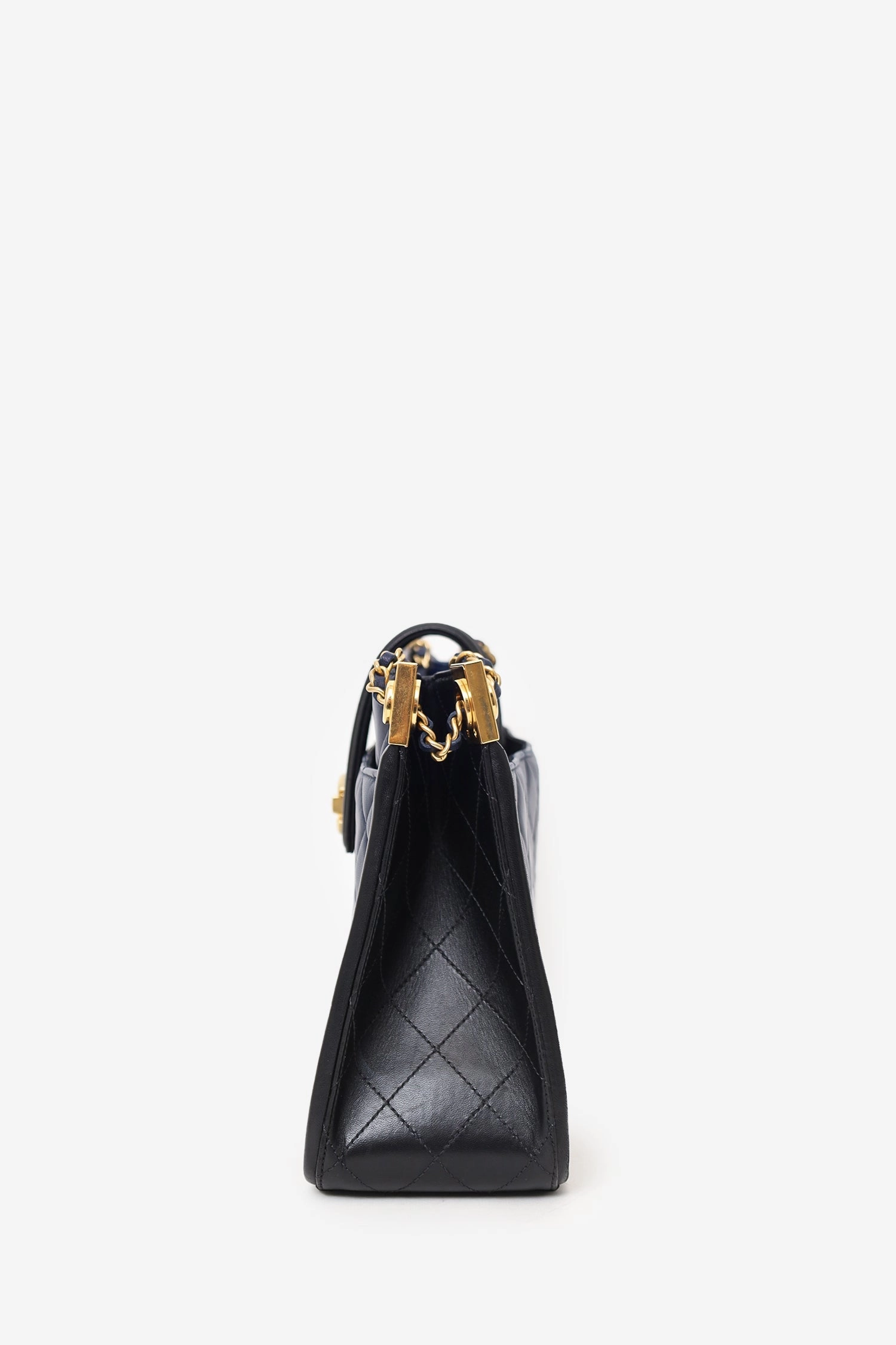 Pre-Loved Chanel 2014-15 Navy/Black Quilted Lambskin Elegant Tote