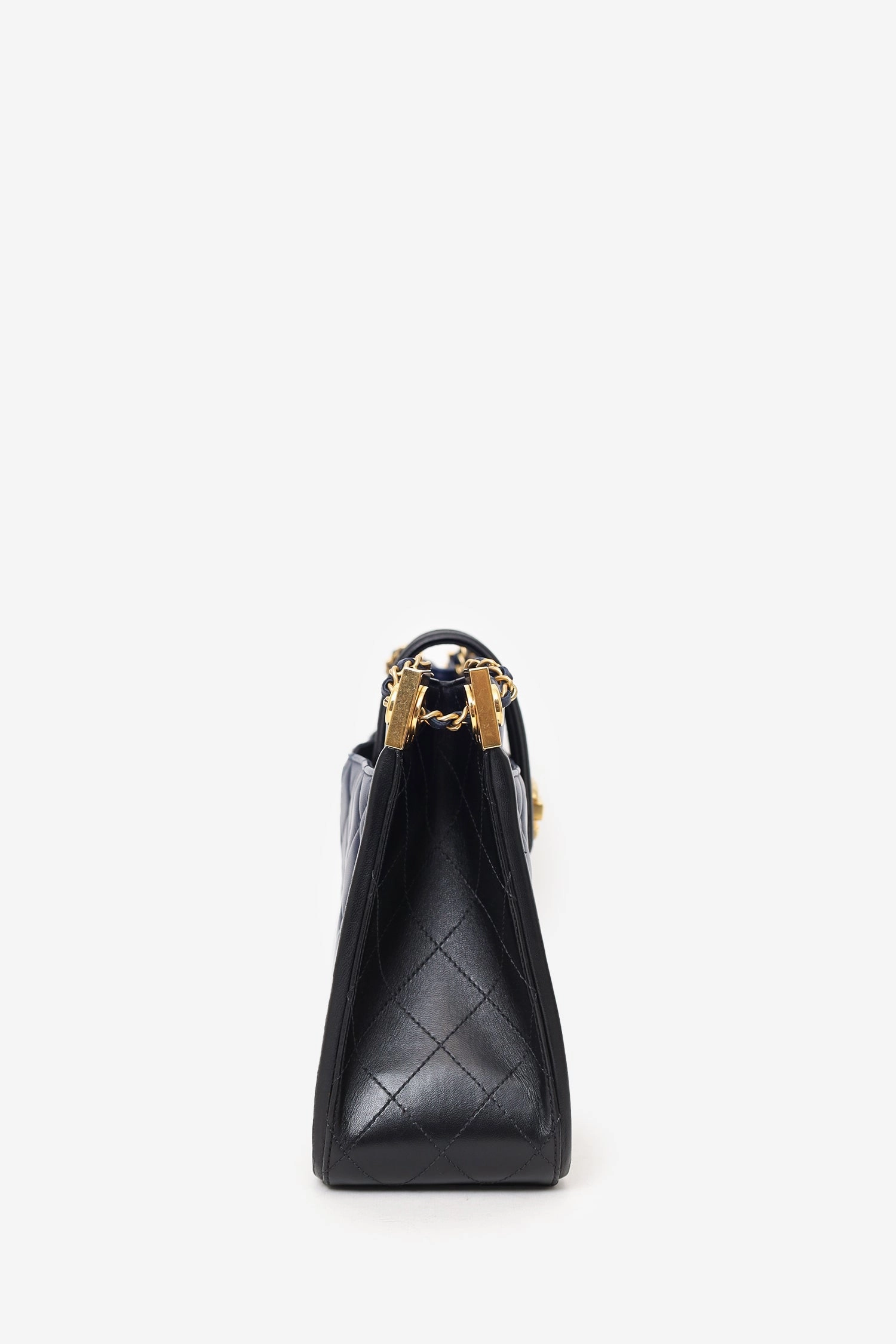 Pre-Loved Chanel 2014-15 Navy/Black Quilted Lambskin Elegant Tote