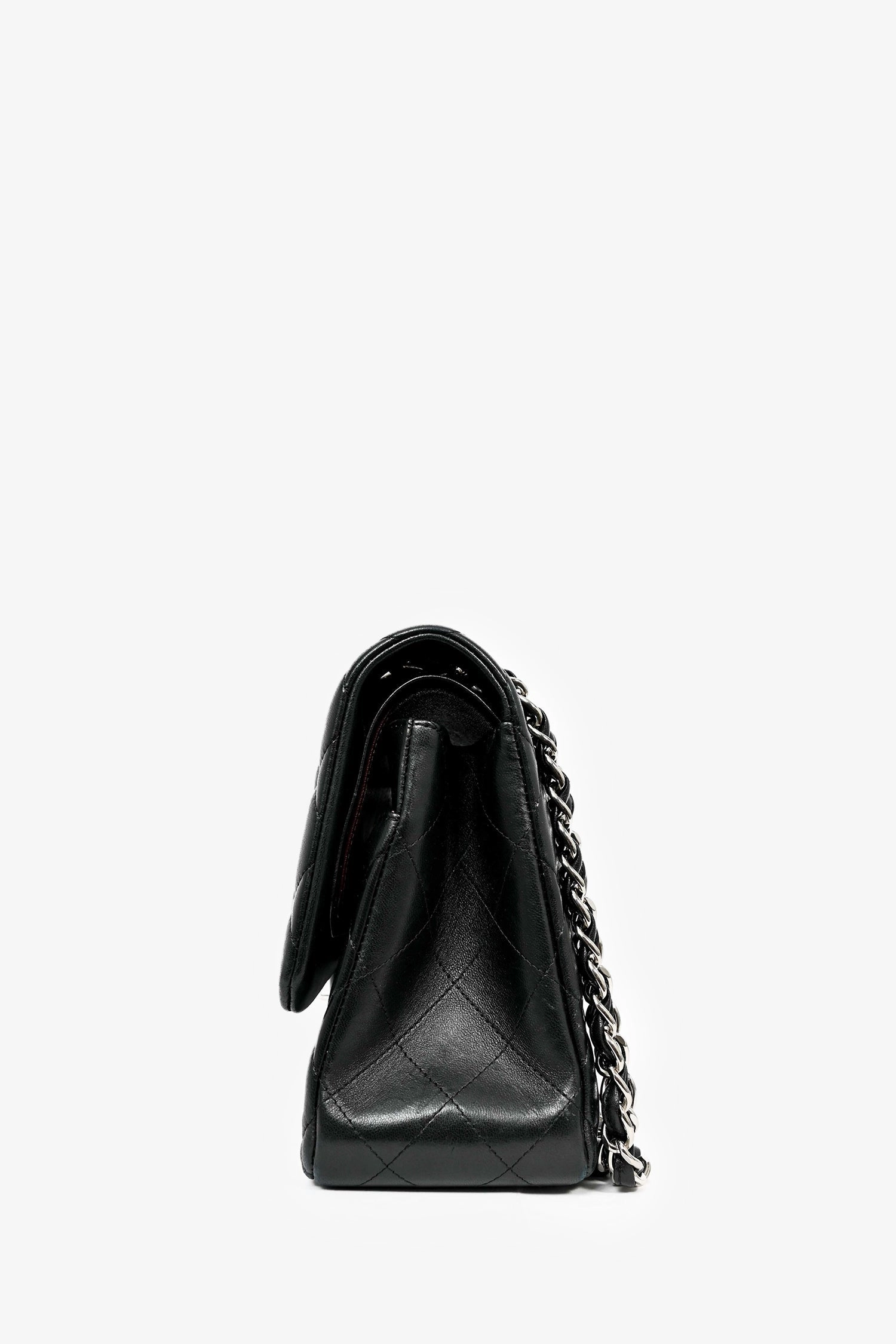Pre-Loved Chanel 2015-16 Black Lambskin Leather Quilted Large Double Flap