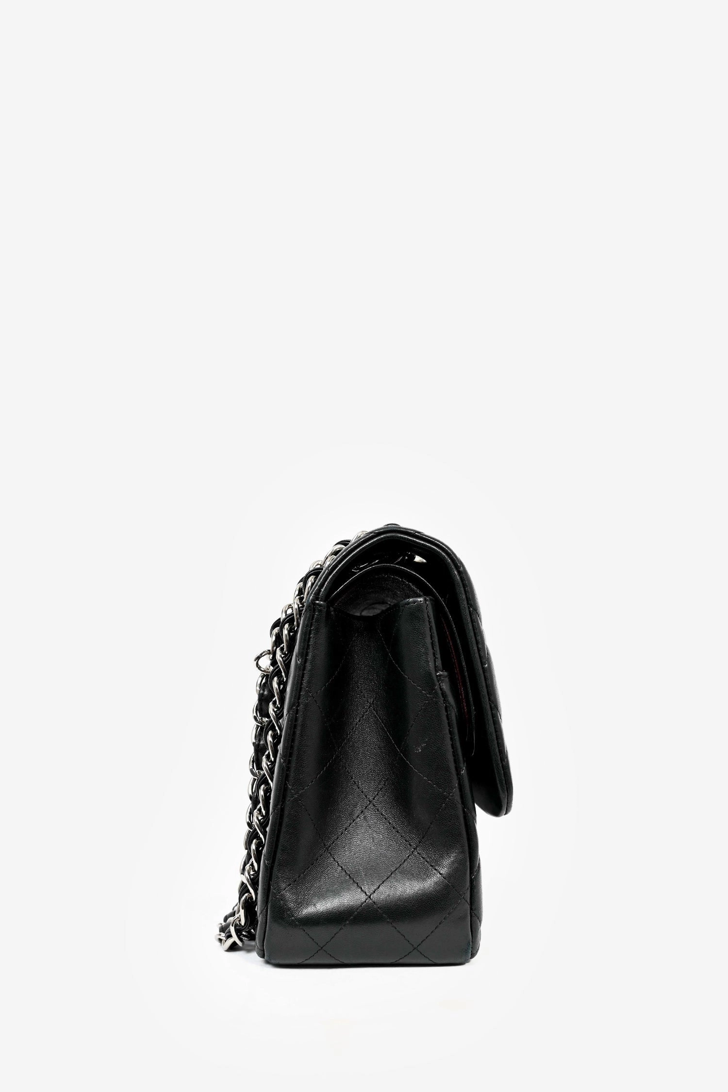 Pre-Loved Chanel 2015-16 Black Lambskin Leather Quilted Large Double Flap