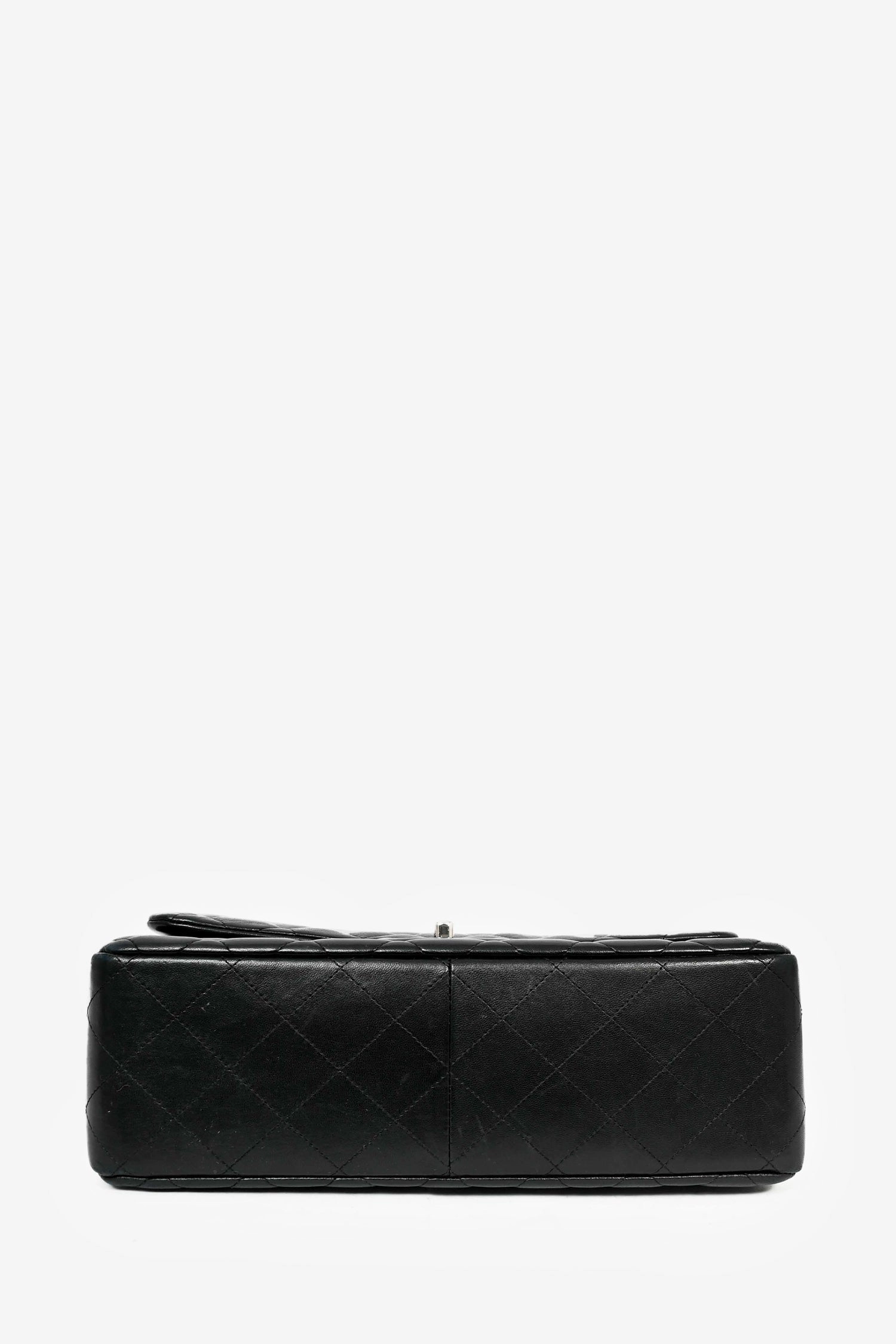 Pre-Loved Chanel 2015-16 Black Lambskin Leather Quilted Large Double Flap
