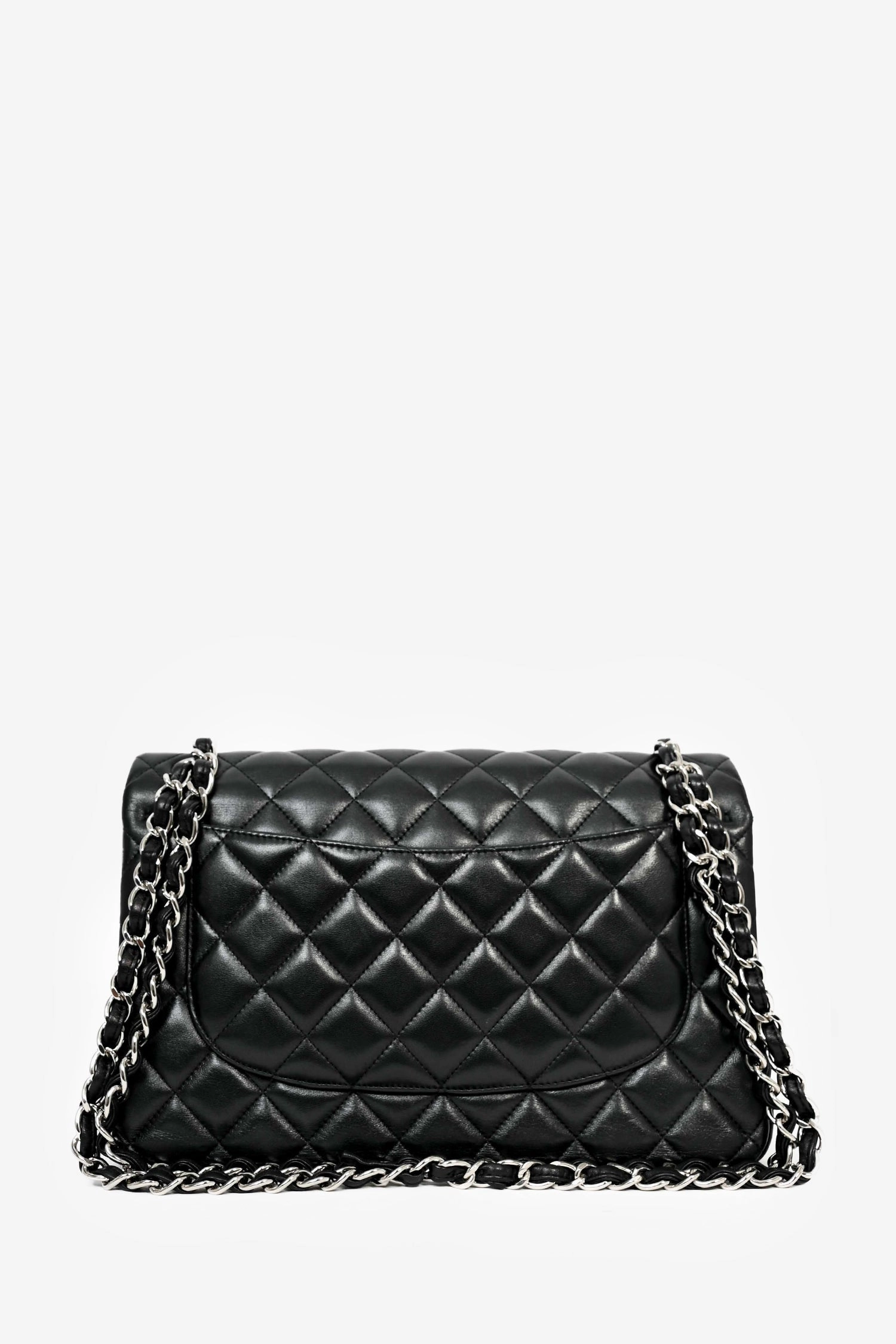 Pre-Loved Chanel 2015-16 Black Lambskin Leather Quilted Large Double Flap