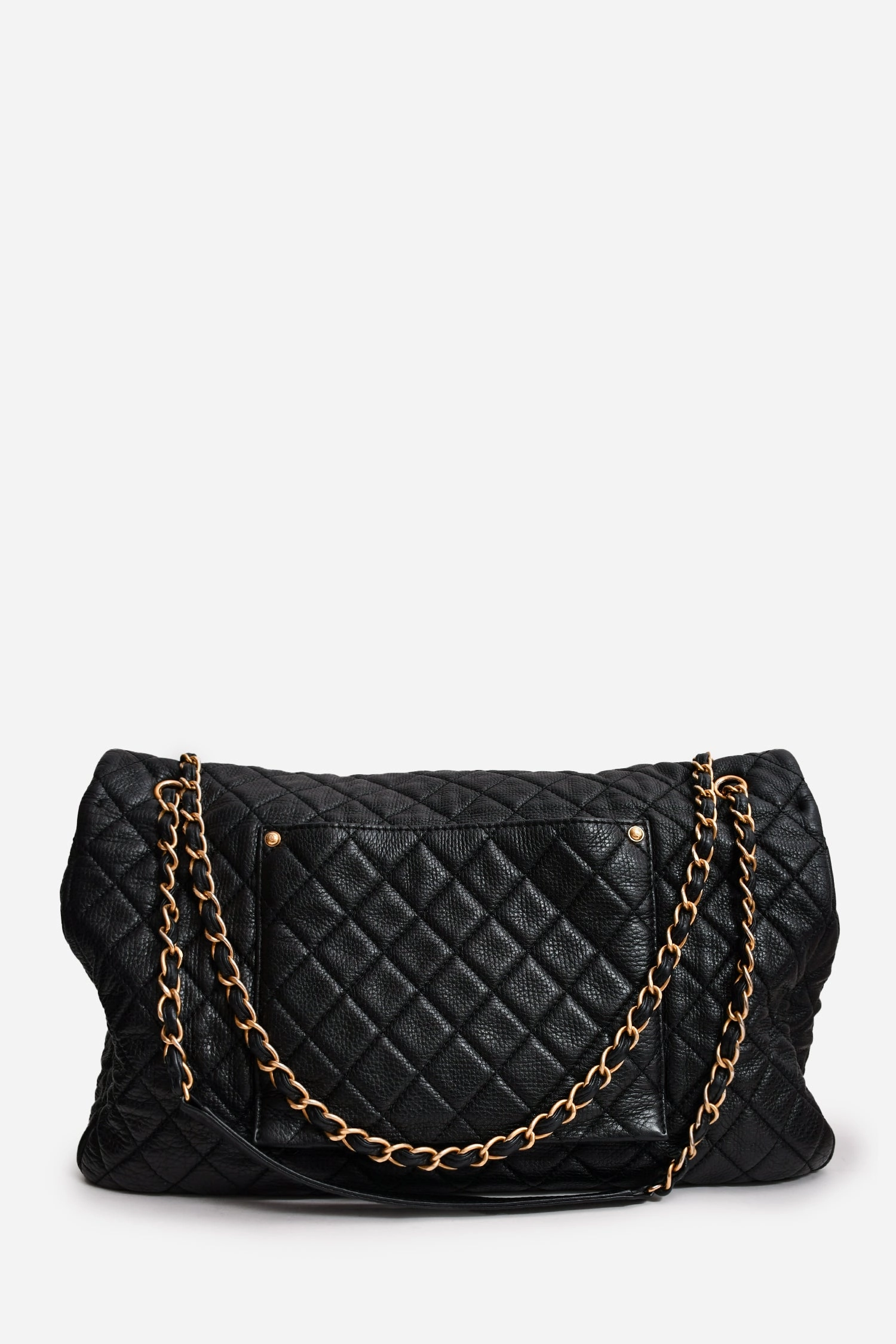 Pre-Loved Chanel 2017/18 Black Lambskin Leather Airline XXL Single Flap Bag