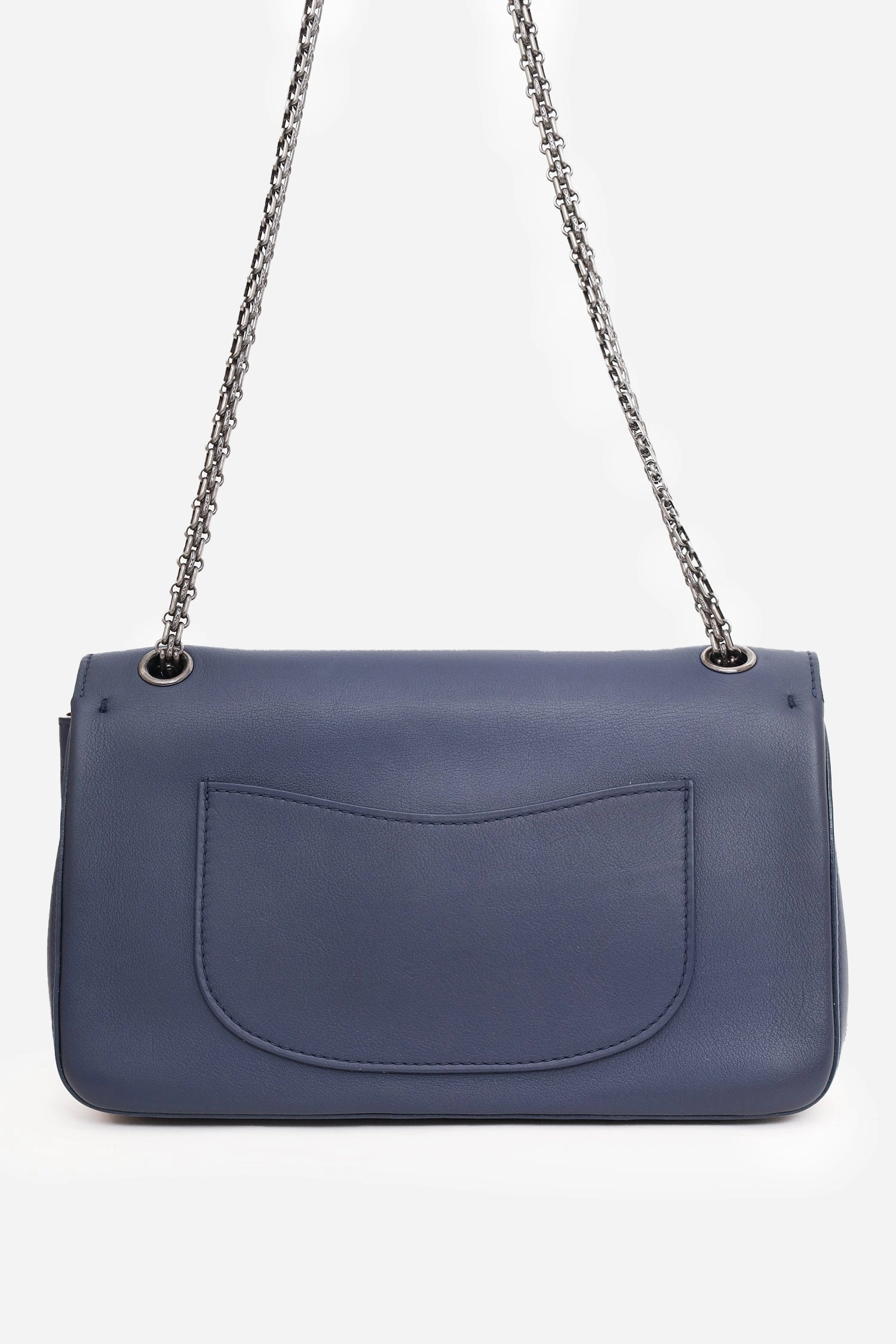 Pre-Loved Chanel 2017 Navy Leather Medallion Charm Reissue 2.55 Shoulder Bag