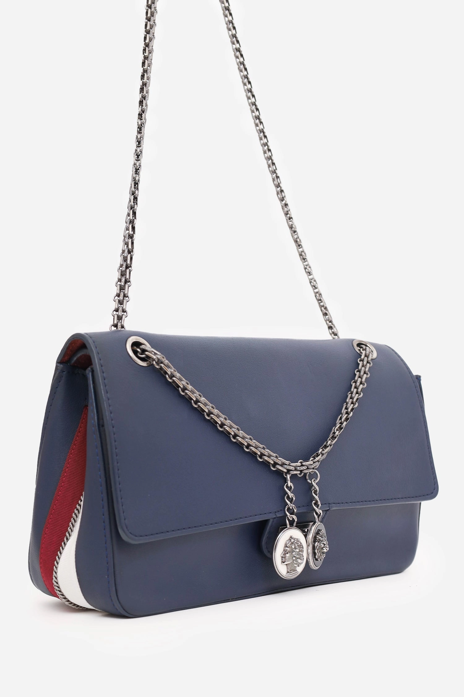 Pre-Loved Chanel 2017 Navy Leather Medallion Charm Reissue 2.55 Shoulder Bag