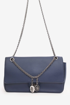 Pre-Loved Chanel 2017 Navy Leather Medallion Charm Reissue 2.55 Shoulder Bag