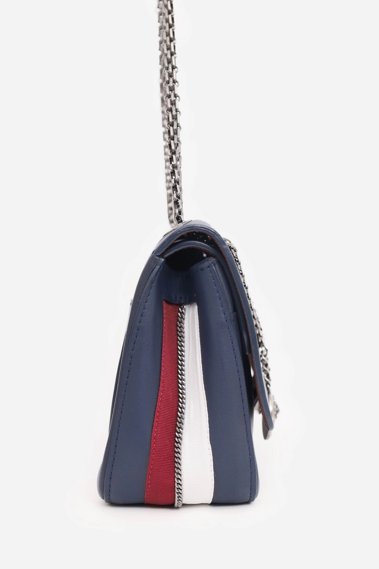 Pre-Loved Chanel 2017 Navy Leather Medallion Charm Reissue 2.55 Shoulder Bag