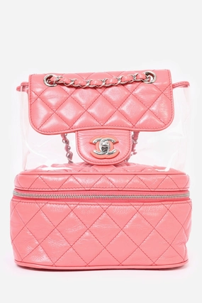 Pre-Loved Chanel 2018 Pink Calfskin Leather/PVC 'Aquarium' Backpack