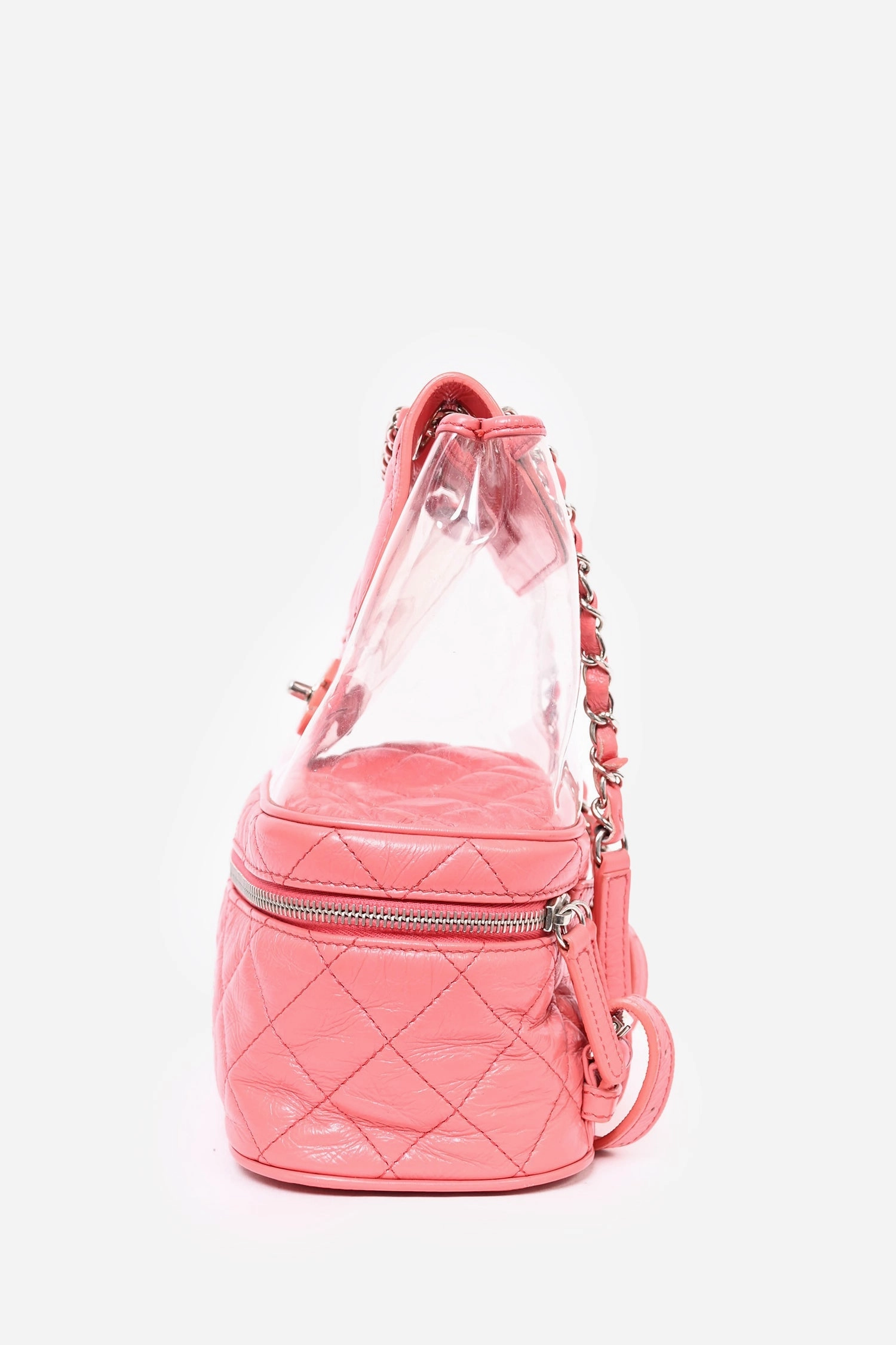 Pre-Loved Chanel 2018 Pink Calfskin Leather/PVC 'Aquarium' Backpack