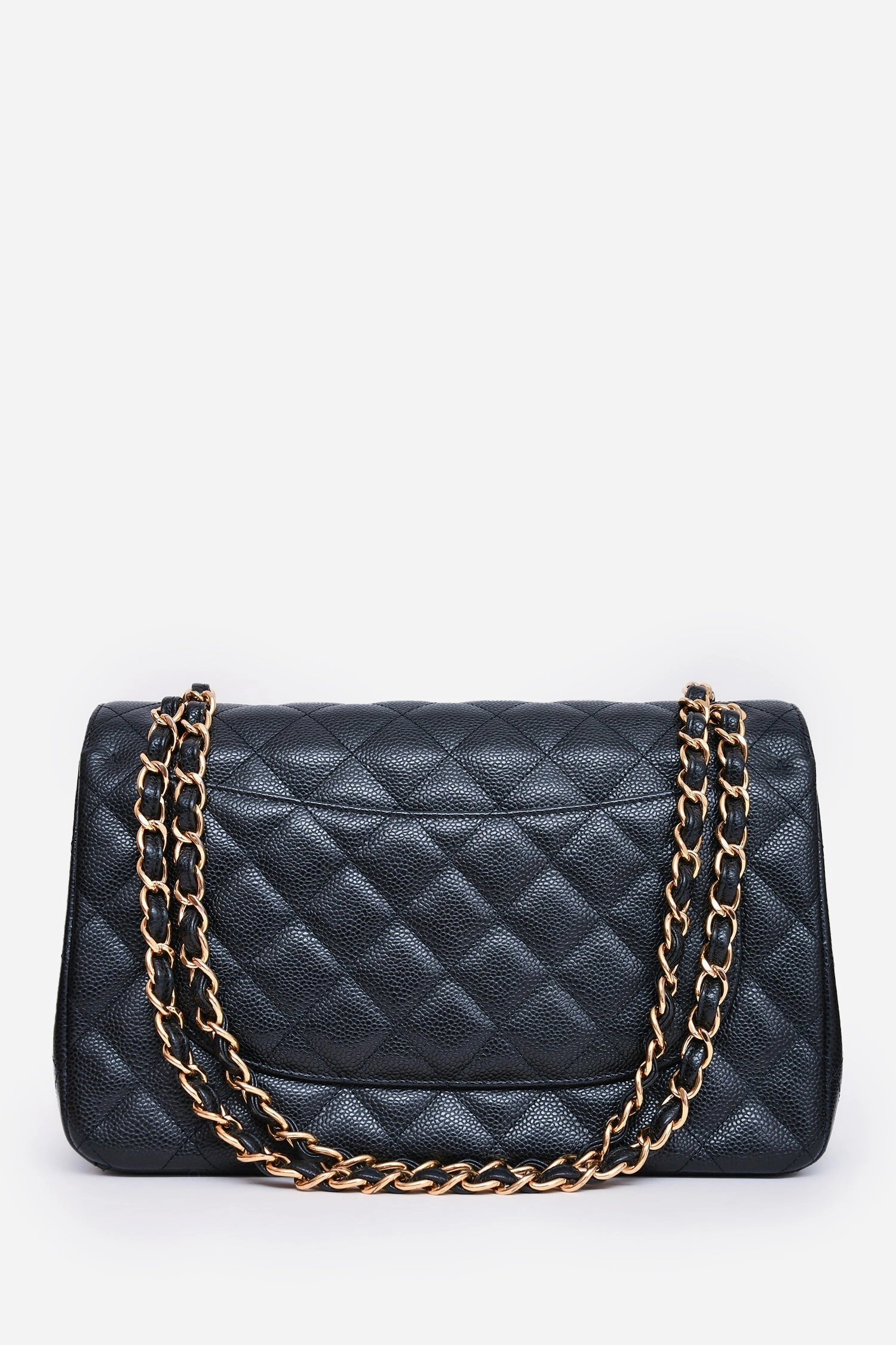 Pre-Loved Chanel 2019 Black Caviar Leather Jumbo Double Flap Should Bag
