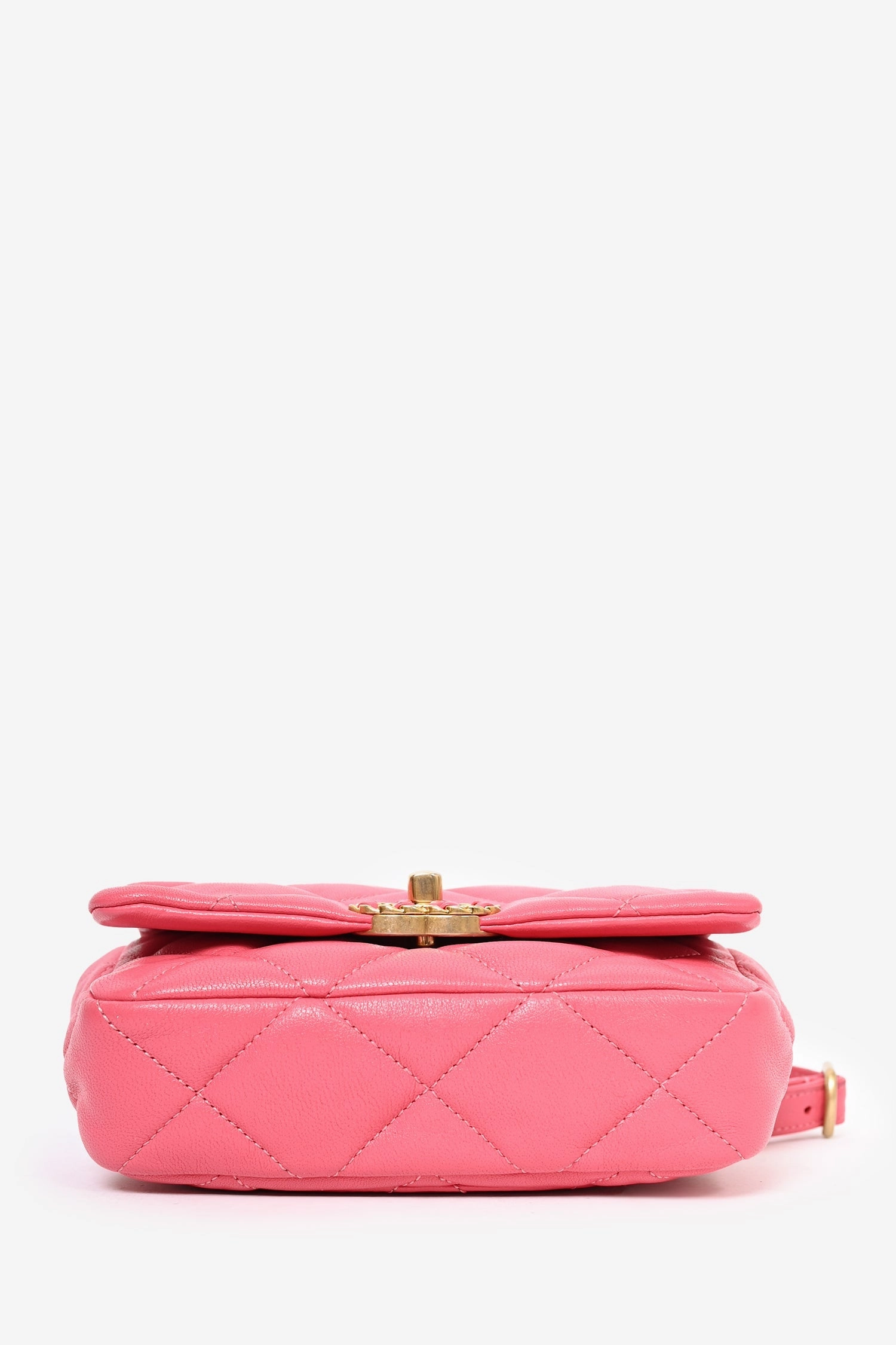 Pre-Loved Chanel 2019 Pink Lambskin 19 2-Tone Chain Belt Bag